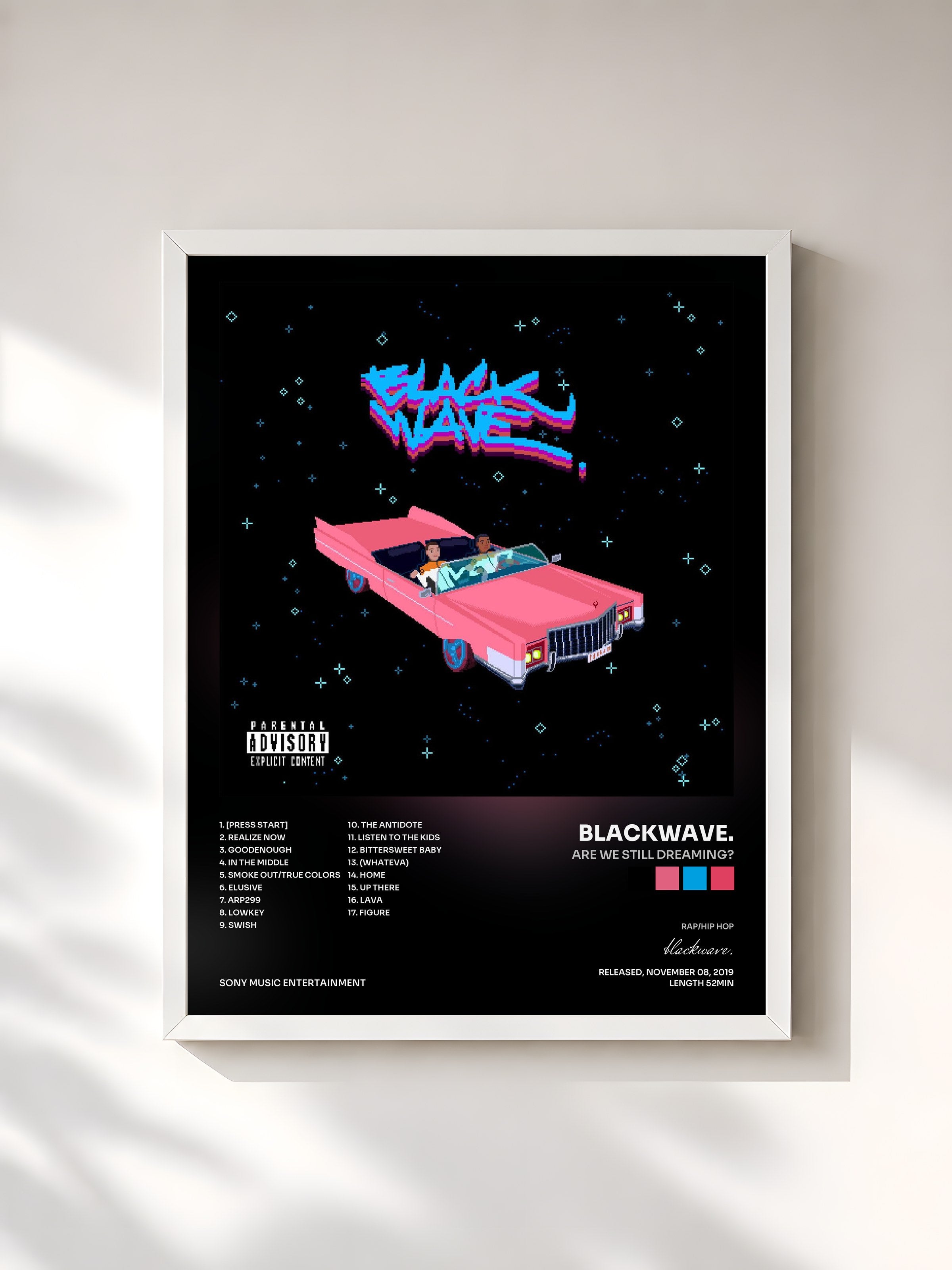 #blanc Tableau de l'album ARE WE STILL DREAMING? de blackwave., cadre blanc, imprimé et encadré en France