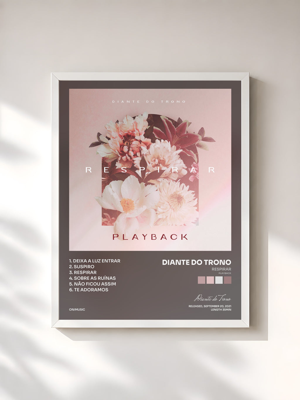 #blanc Tableau de l'album Respirar (Playback) de Diante do Trono, cadre blanc, imprimé et encadré en France