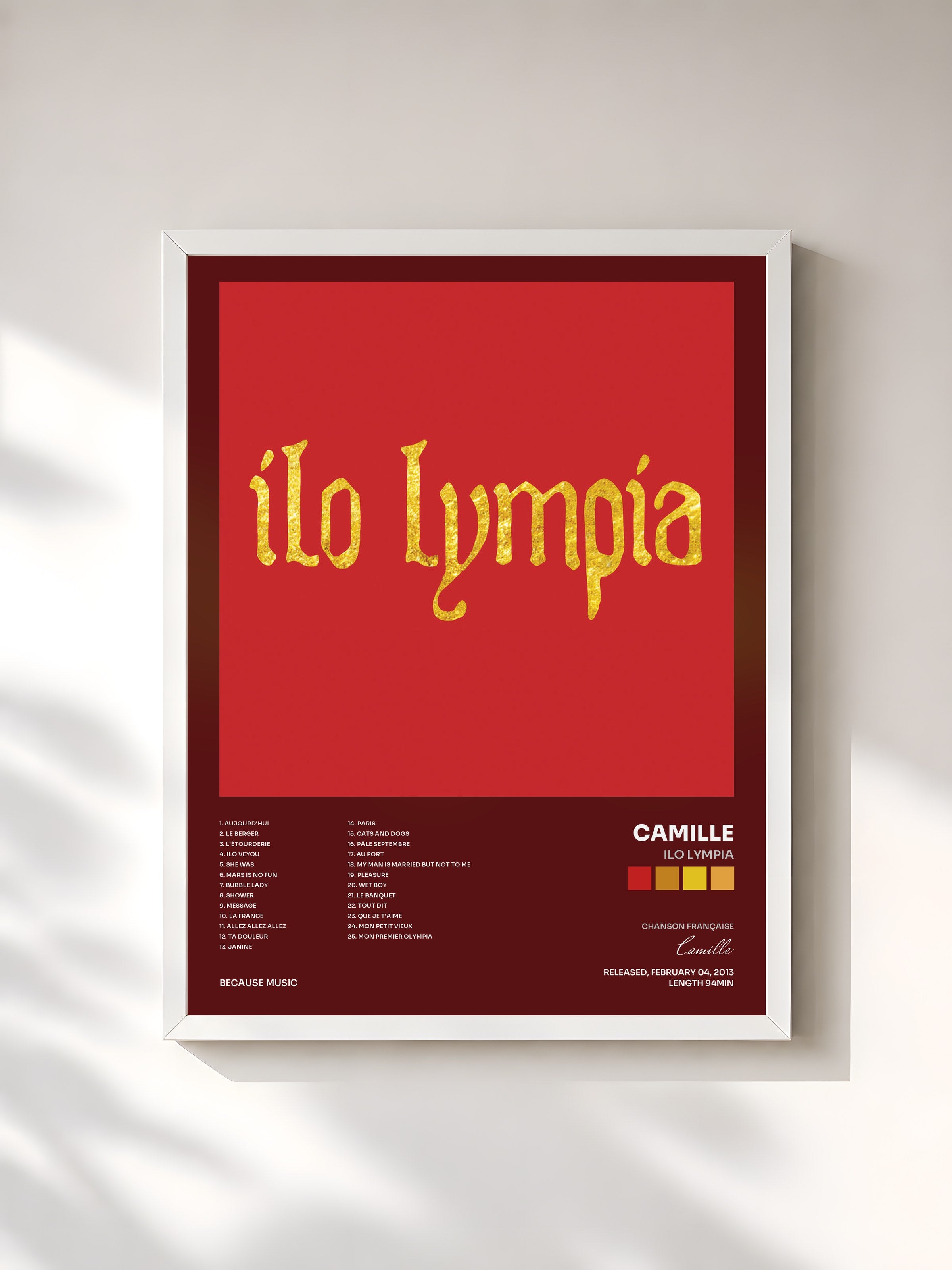 #blanc Tableau de l'album Ilo Lympia de Camille, cadre blanc, imprimé et encadré en France