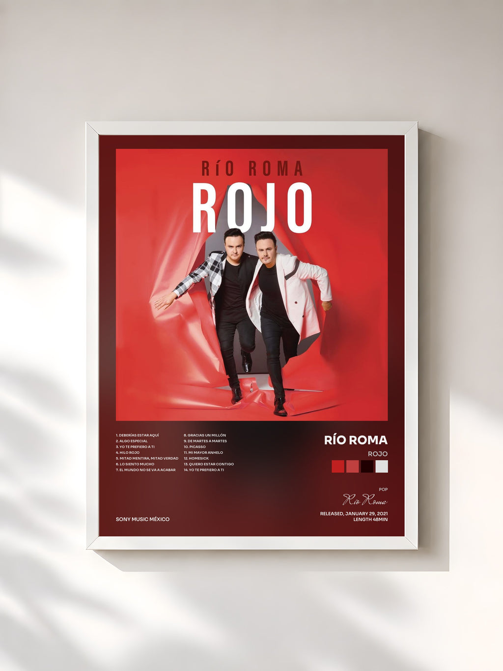 #blanc Tableau de l'album Rojo de Río Roma, cadre blanc, imprimé et encadré en France