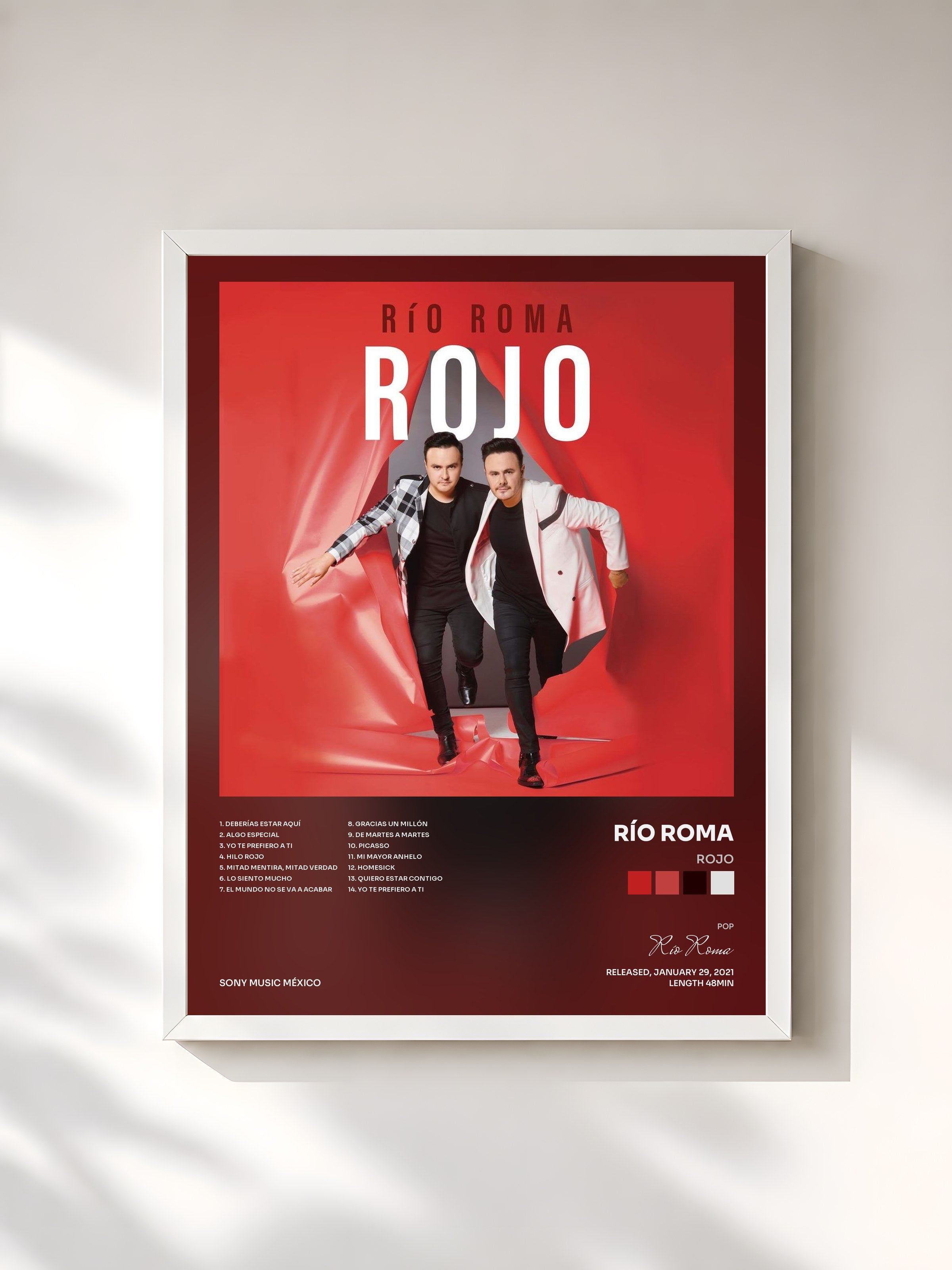 #blanc Tableau de l'album Rojo de Río Roma, cadre blanc, imprimé et encadré en France