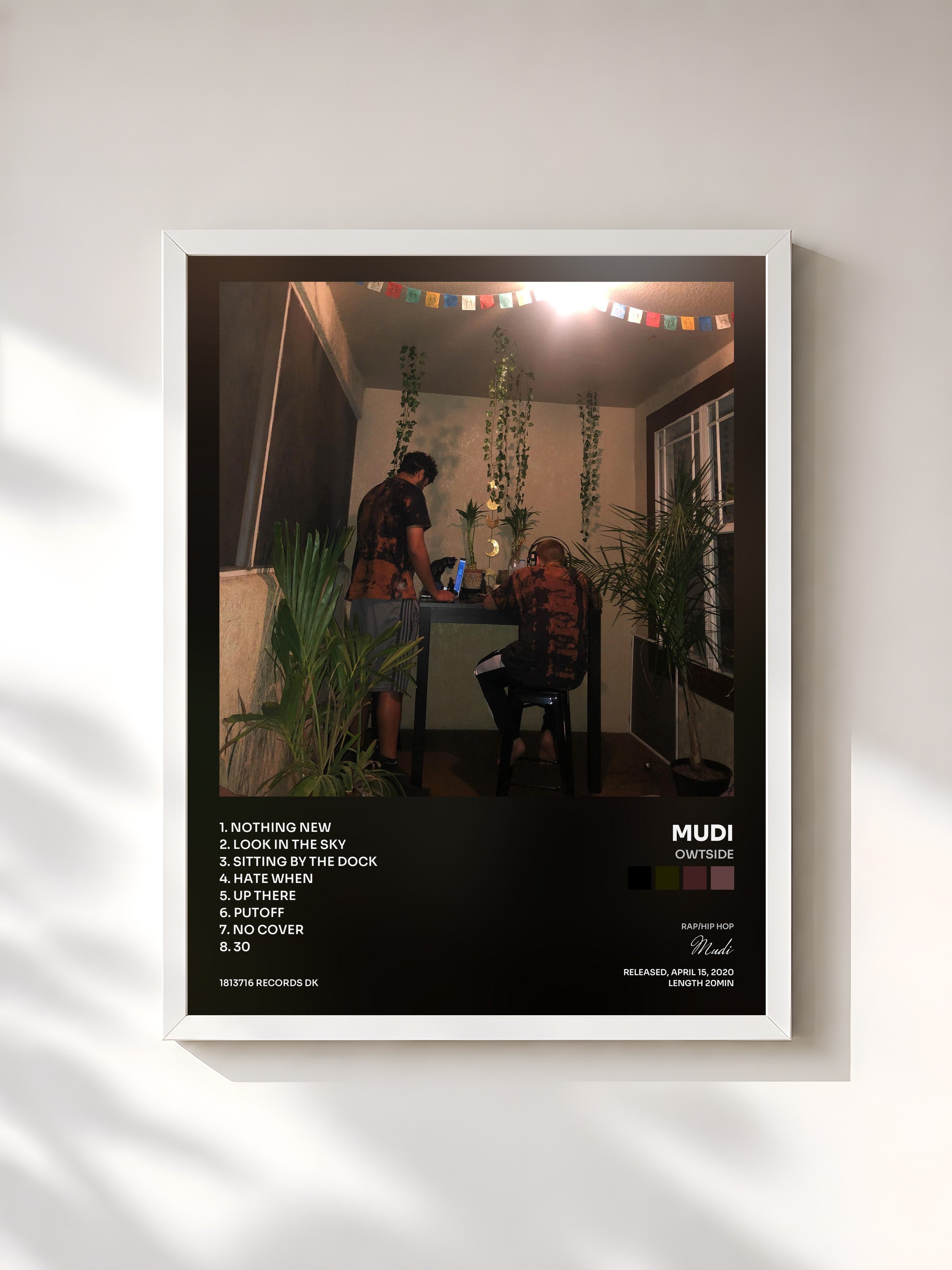 #blanc Tableau de l'album Owtside de Mudi, cadre blanc, imprimé et encadré en France