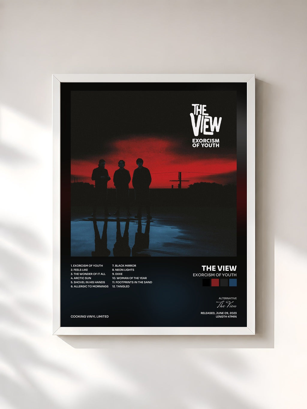 #blanc Tableau de l'album Exorcism of Youth de The View, cadre blanc, imprimé et encadré en France
