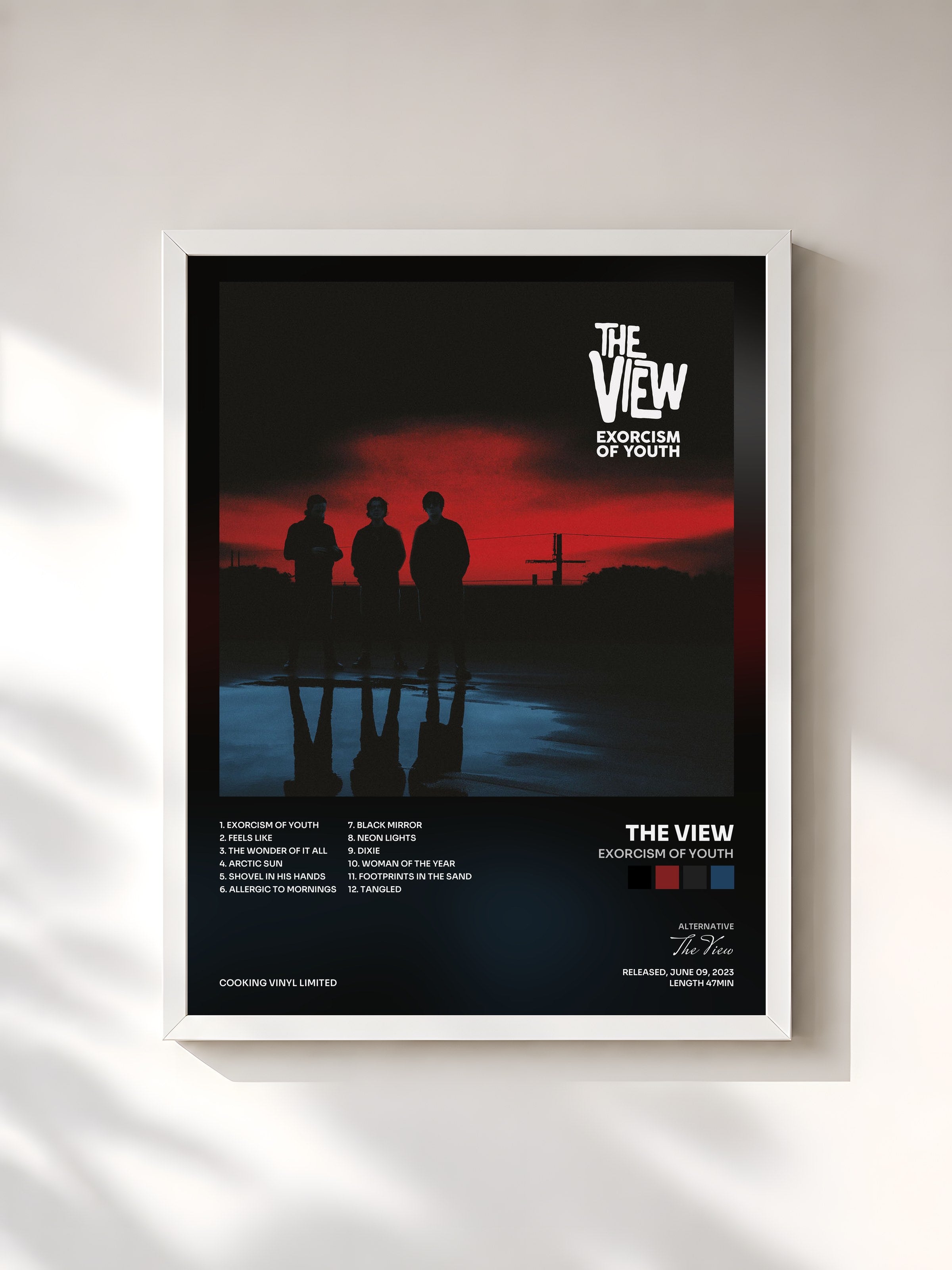 #blanc Tableau de l'album Exorcism of Youth de The View, cadre blanc, imprimé et encadré en France