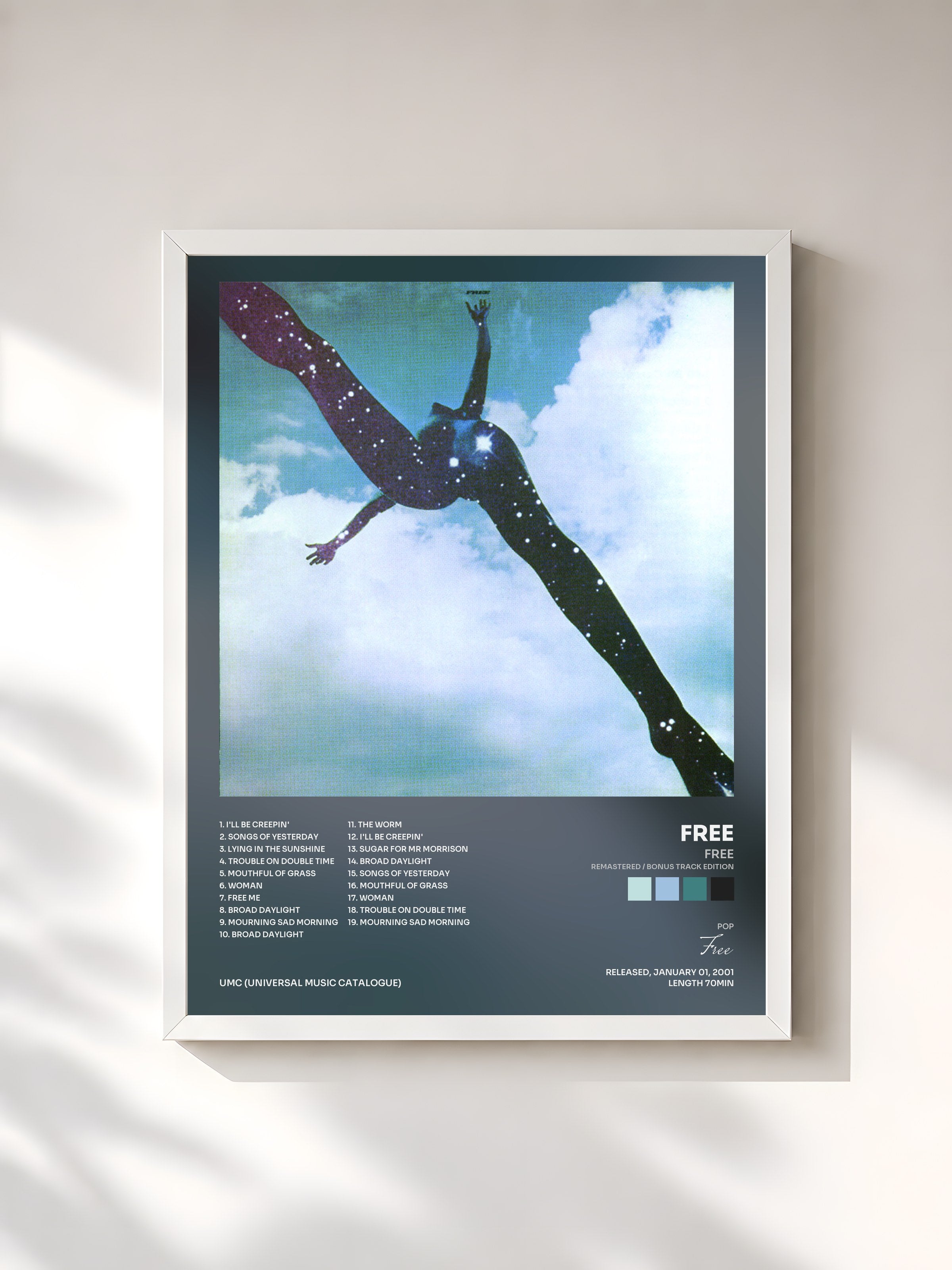 #blanc Tableau de l'album Free (Remastered / Bonus Track Edition) de Free, cadre blanc, imprimé et encadré en France