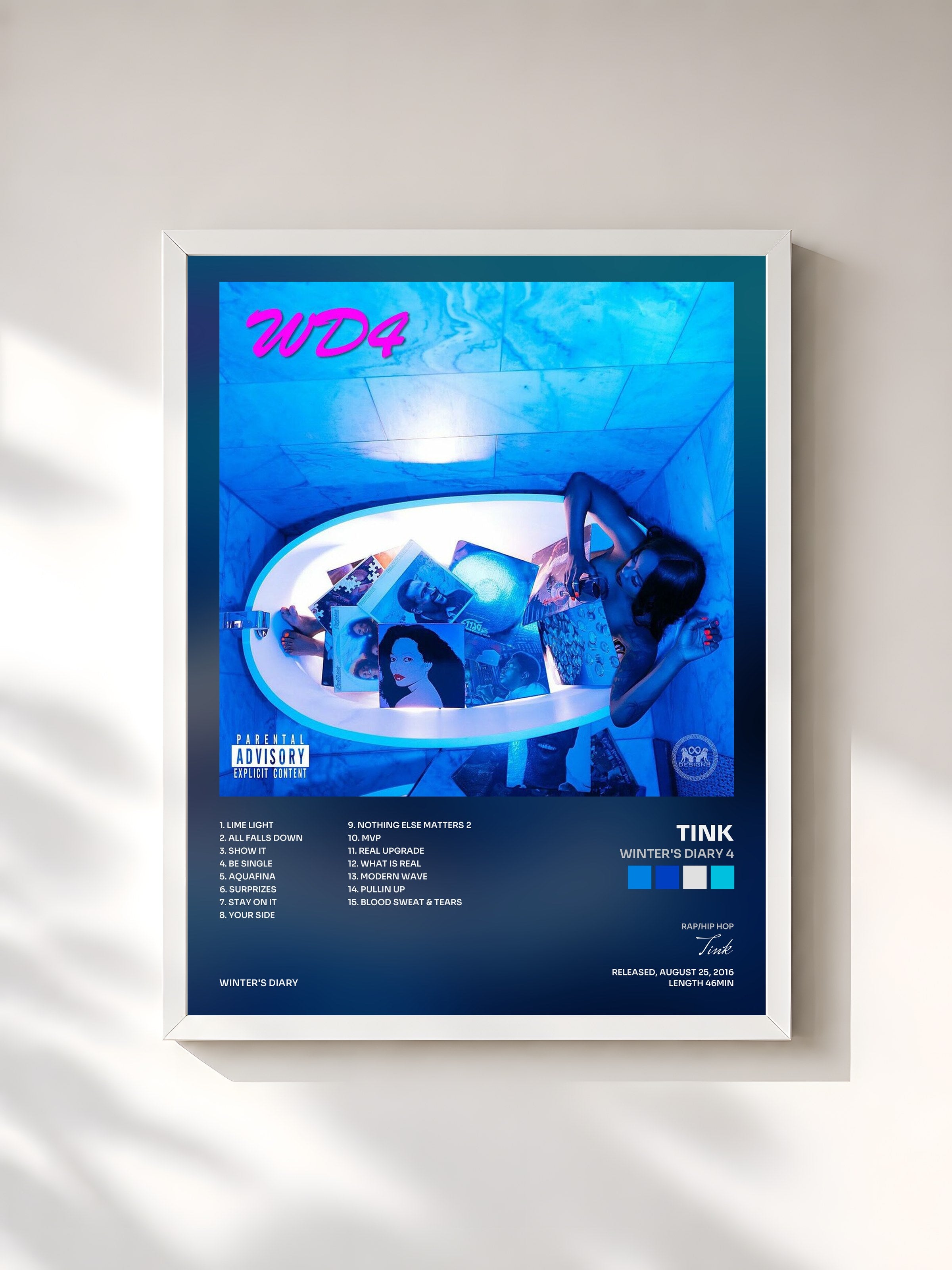 #blanc Tableau de l'album Winter's Diary 4 de Tink, cadre blanc, imprimé et encadré en France