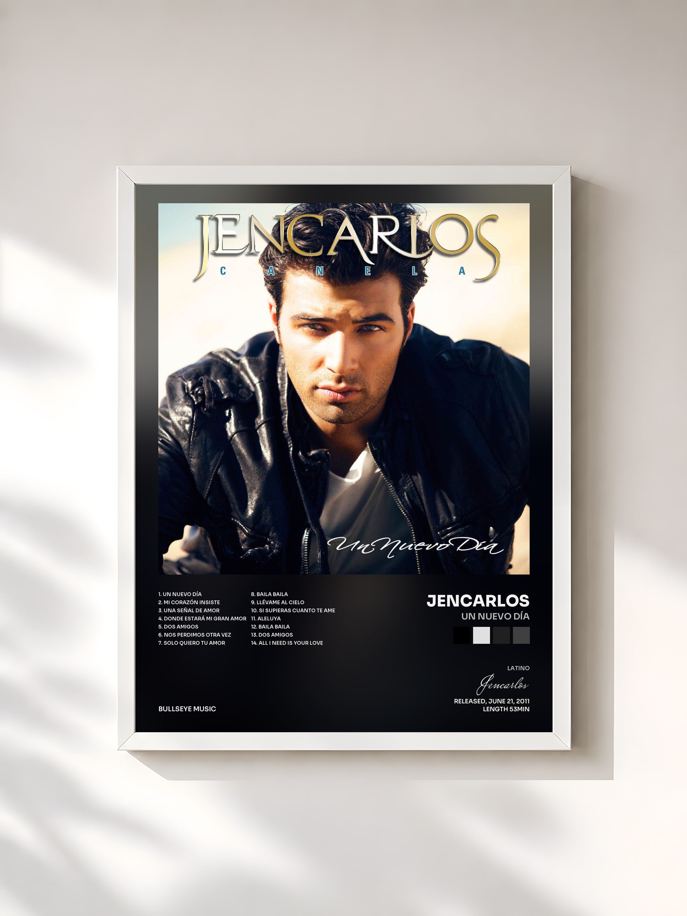 #blanc Tableau de l'album Un Nuevo Día de Jencarlos, cadre blanc, imprimé et encadré en France