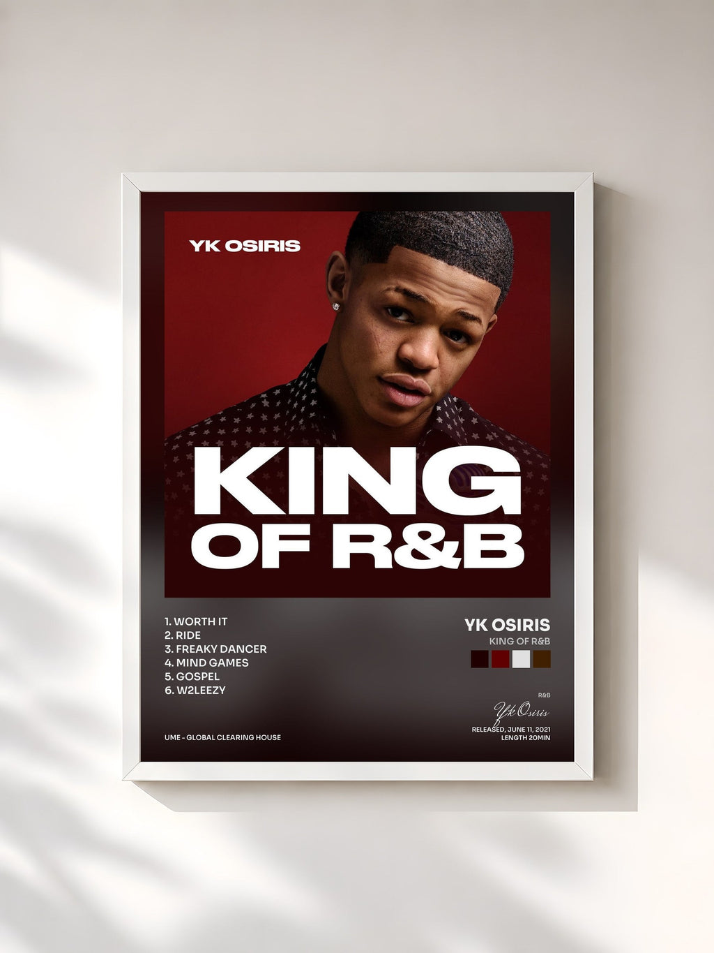 #blanc King of R&B von Yk Osiris als gerahmter Kunstdruck, weißer Rahmen, gedruckt und gerahmt in Frankreich