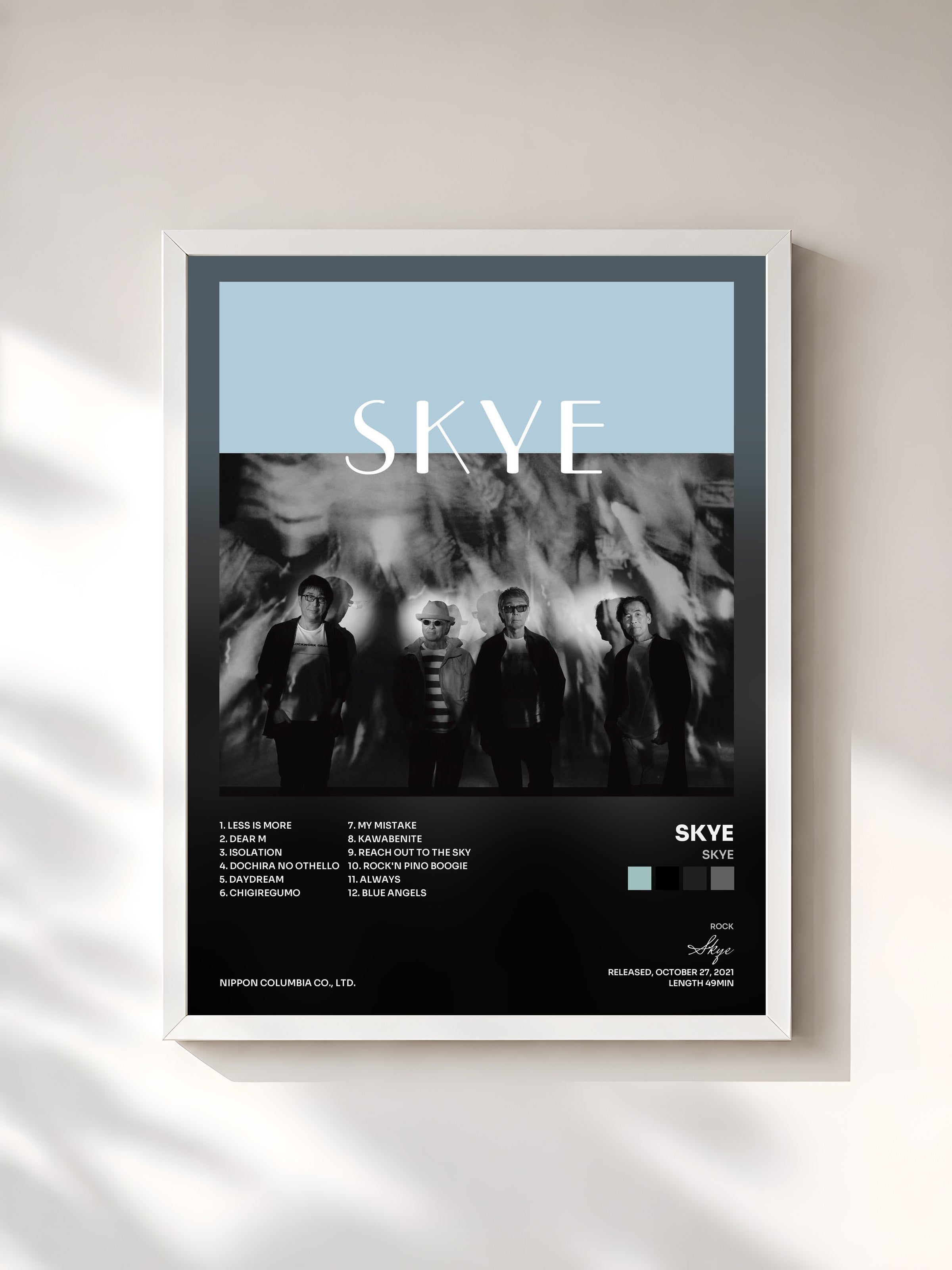 #blanc Tableau de l'album Skye de Skye, cadre blanc, imprimé et encadré en France