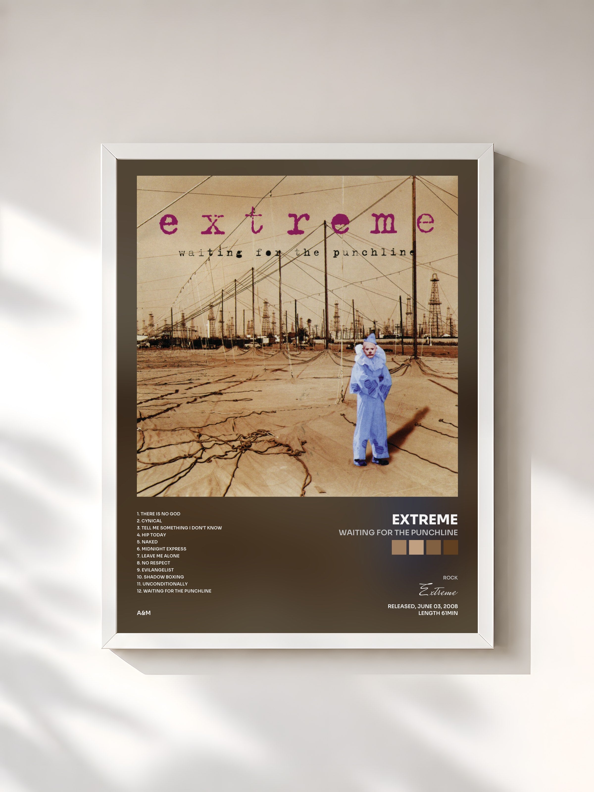 #blanc Tableau de l'album Waiting For The Punchline de Extreme, cadre blanc, imprimé et encadré en France