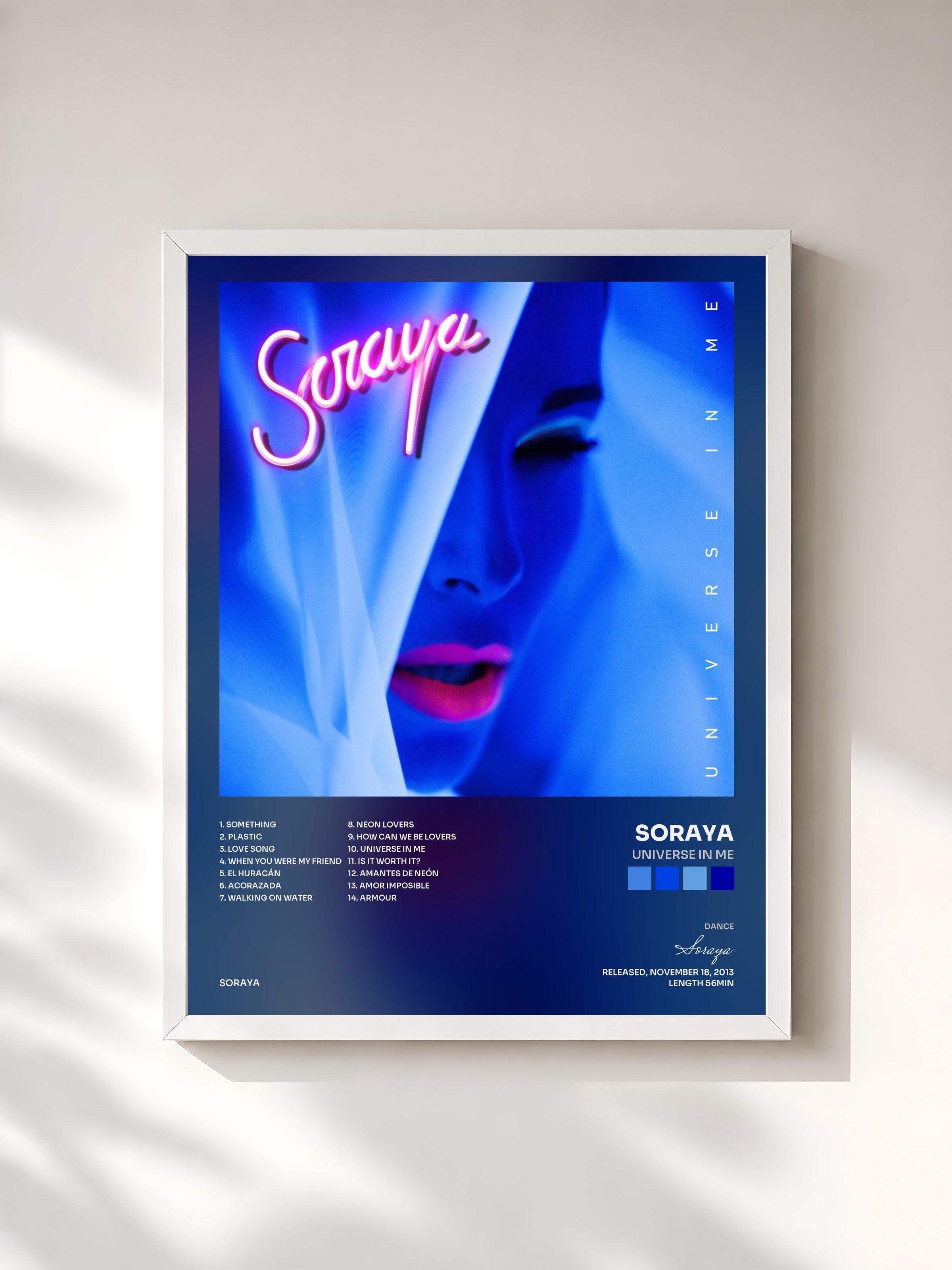 #blanc Tableau de l'album Universe in Me de Soraya, cadre blanc, imprimé et encadré en France