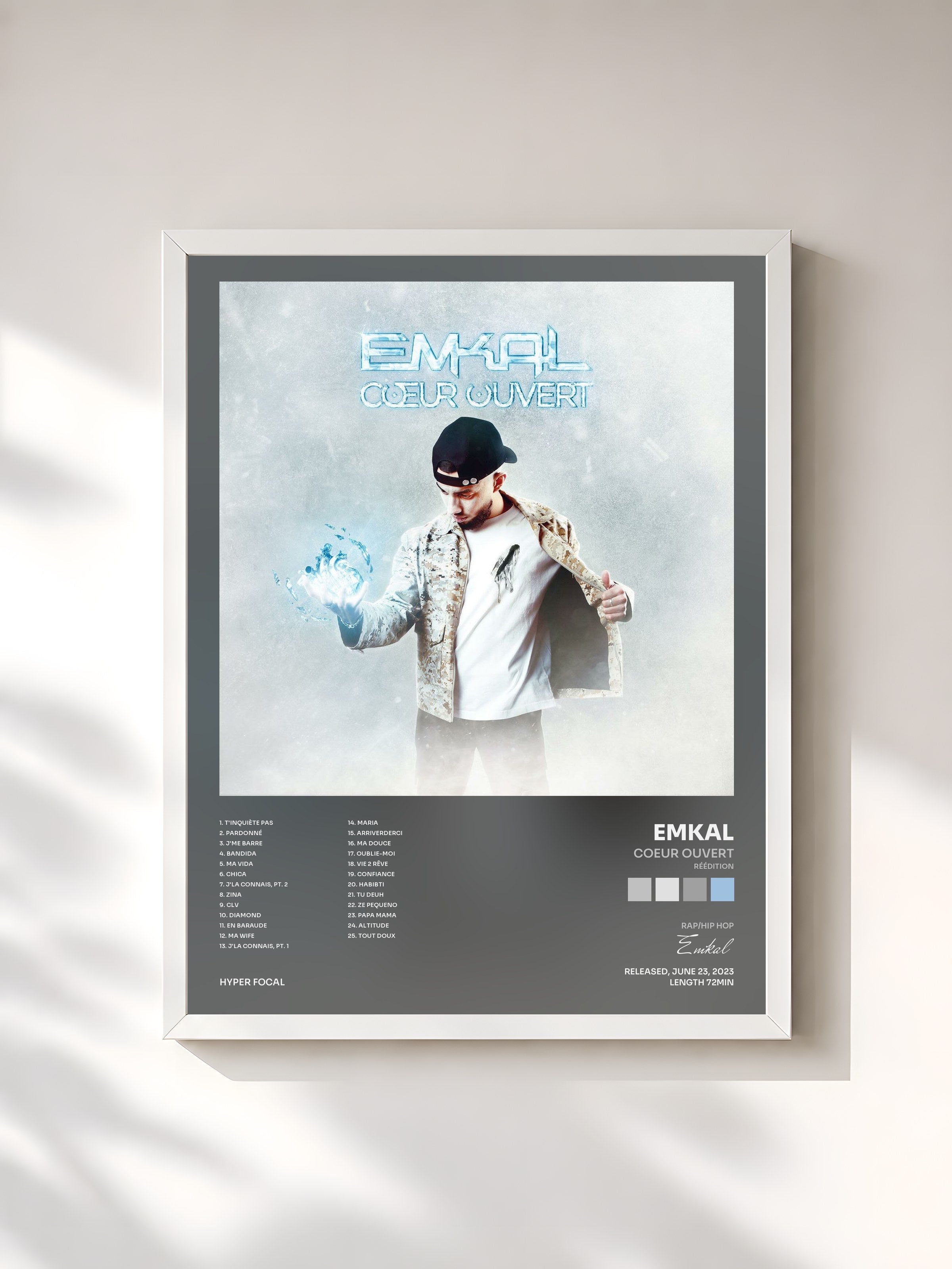 #blanc Tableau de l'album Coeur ouvert (Réédition) de Emkal, cadre blanc, imprimé et encadré en France