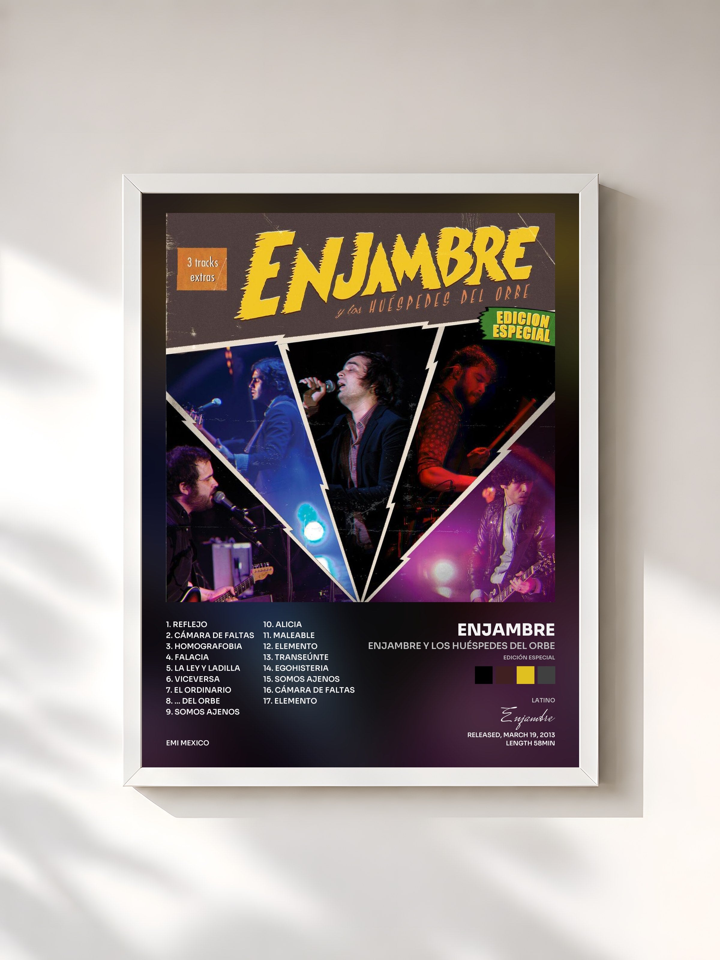 #blanc Tableau de l'album Enjambre Y Los Huéspedes Del Orbe (Edición Especial) de Enjambre, cadre blanc, imprimé et encadré en France