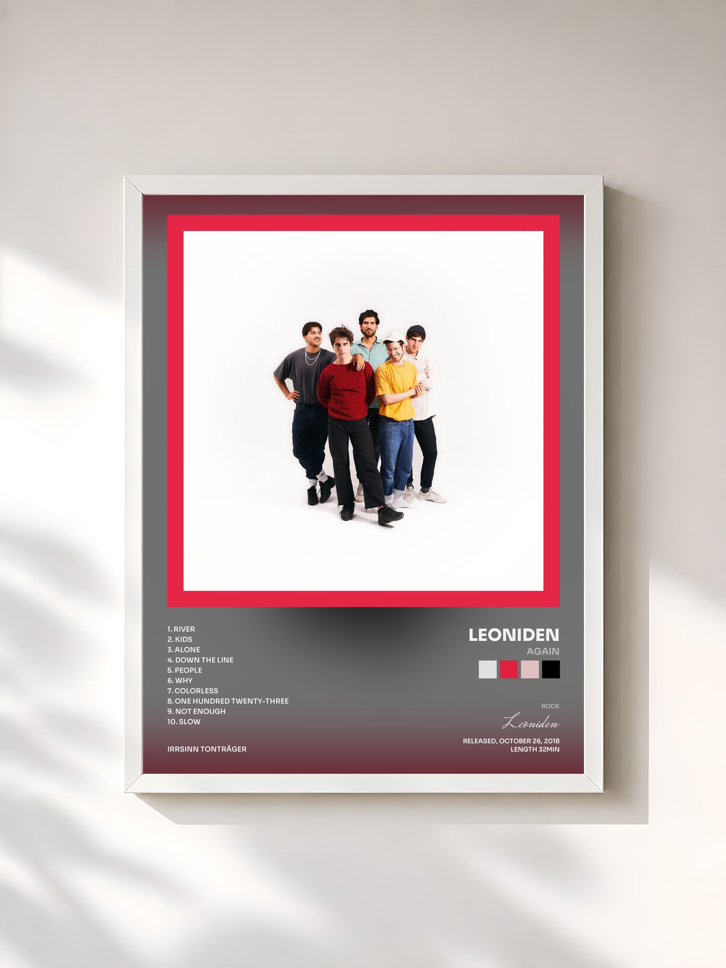 #blanc Tableau de l'album Again de Leoniden, cadre blanc, imprimé et encadré en France