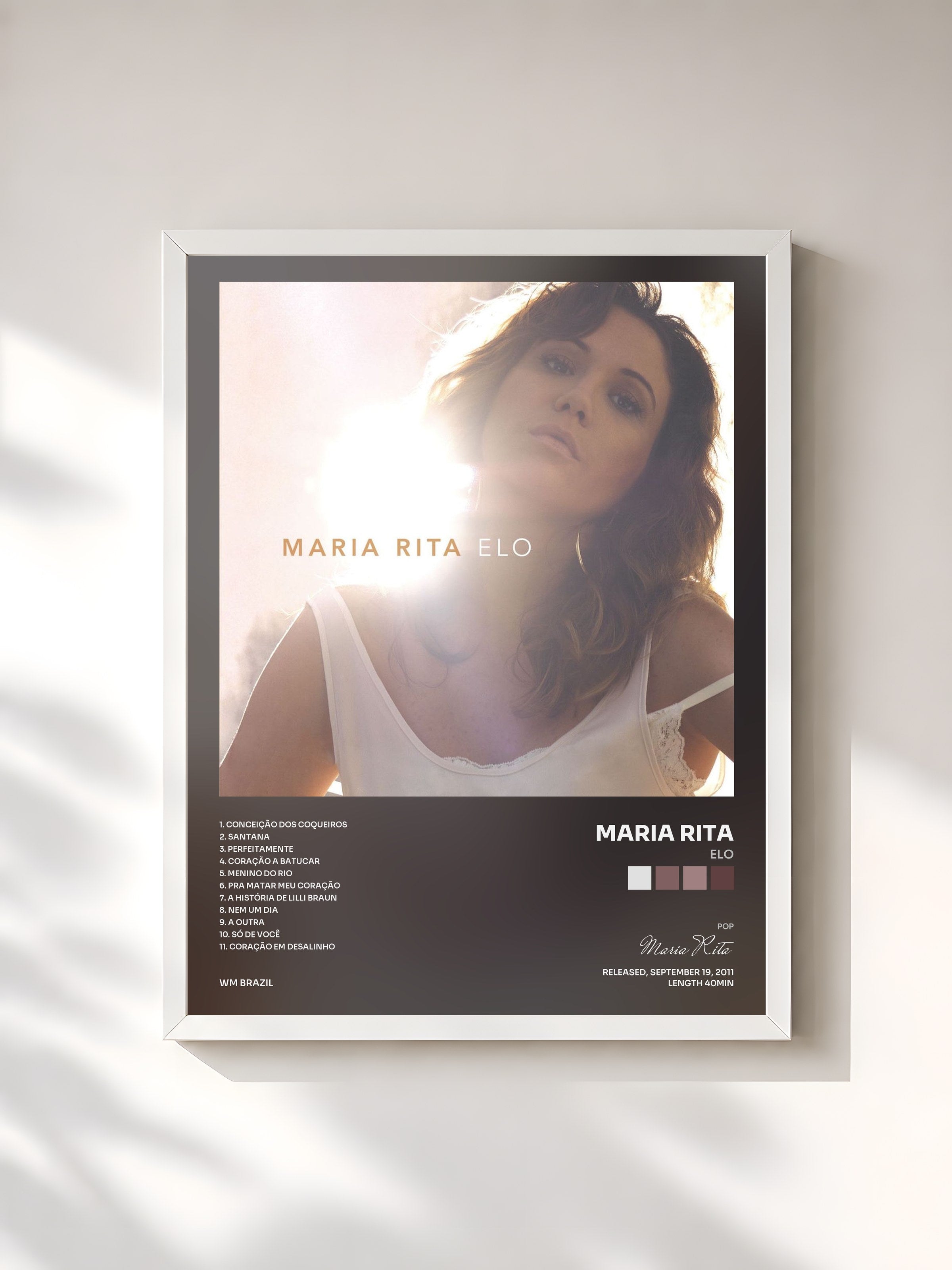 #blanc Tableau de l'album Elo de Maria Rita, cadre blanc, imprimé et encadré en France