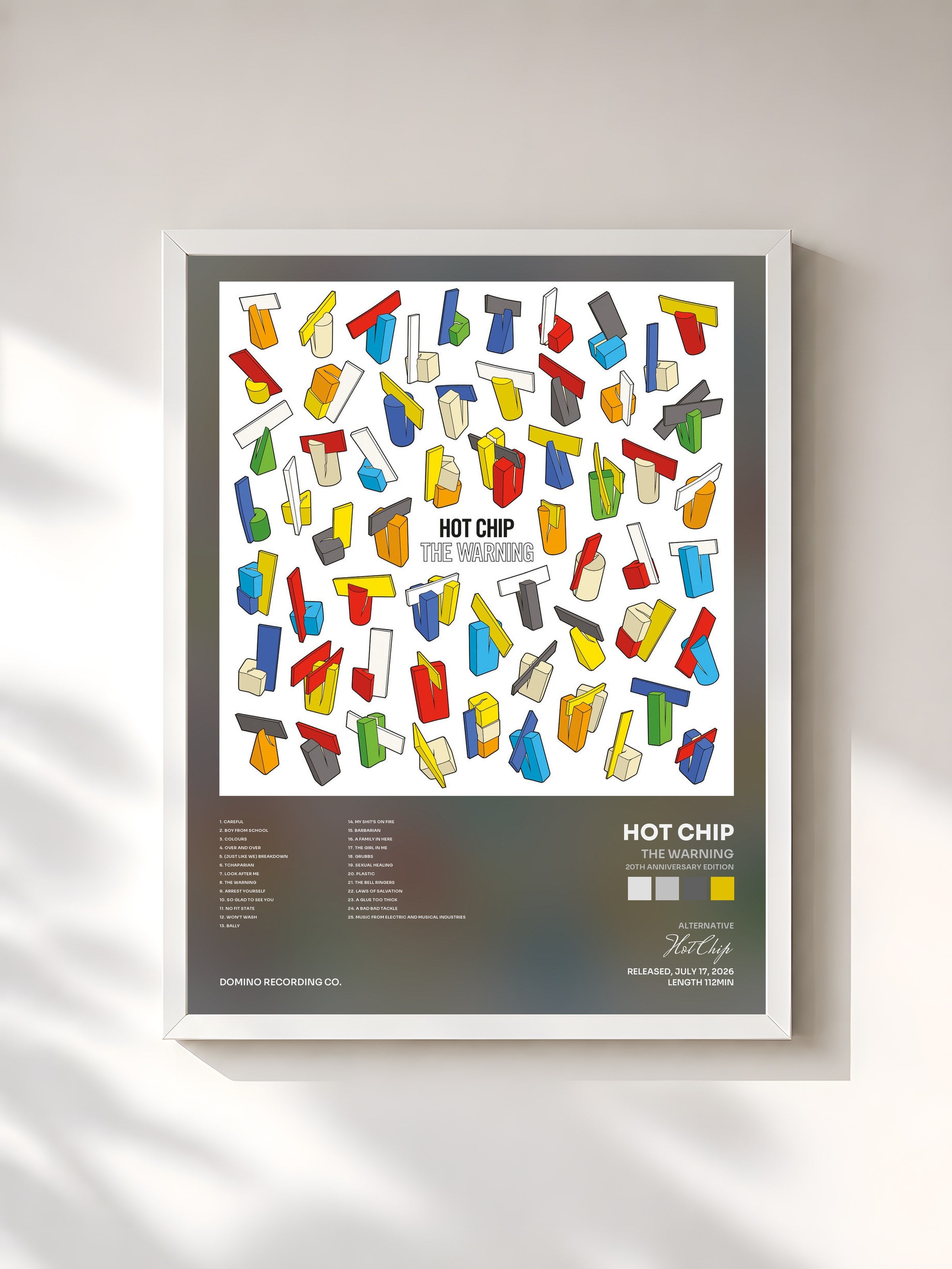 #blanc Tableau de l'album The Warning (20th Anniversary Edition) de Hot Chip, cadre blanc, imprimé et encadré en France