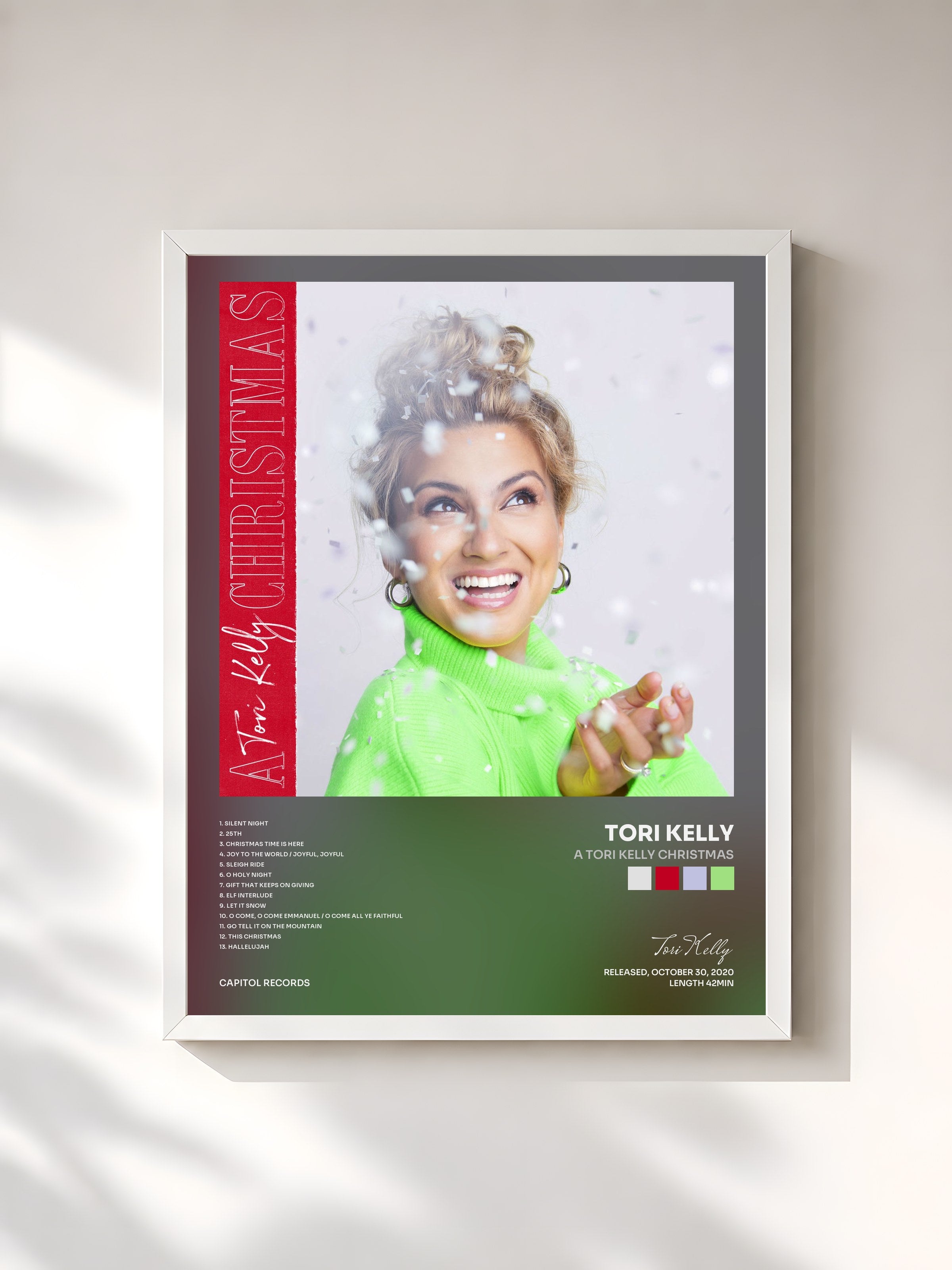 #blanc Tableau de l'album A Tori Kelly Christmas de Tori Kelly, cadre blanc, imprimé et encadré en France