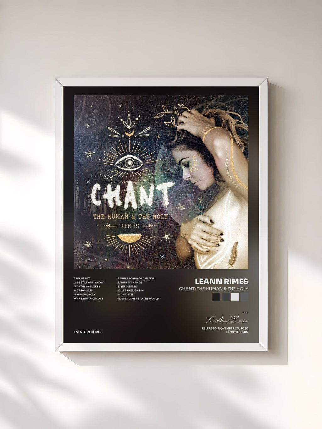 #blanc CHANT: The Human & The Holy von LeAnn Rimes als gerahmter Kunstdruck, weißer Rahmen, gedruckt und gerahmt in Frankreich
