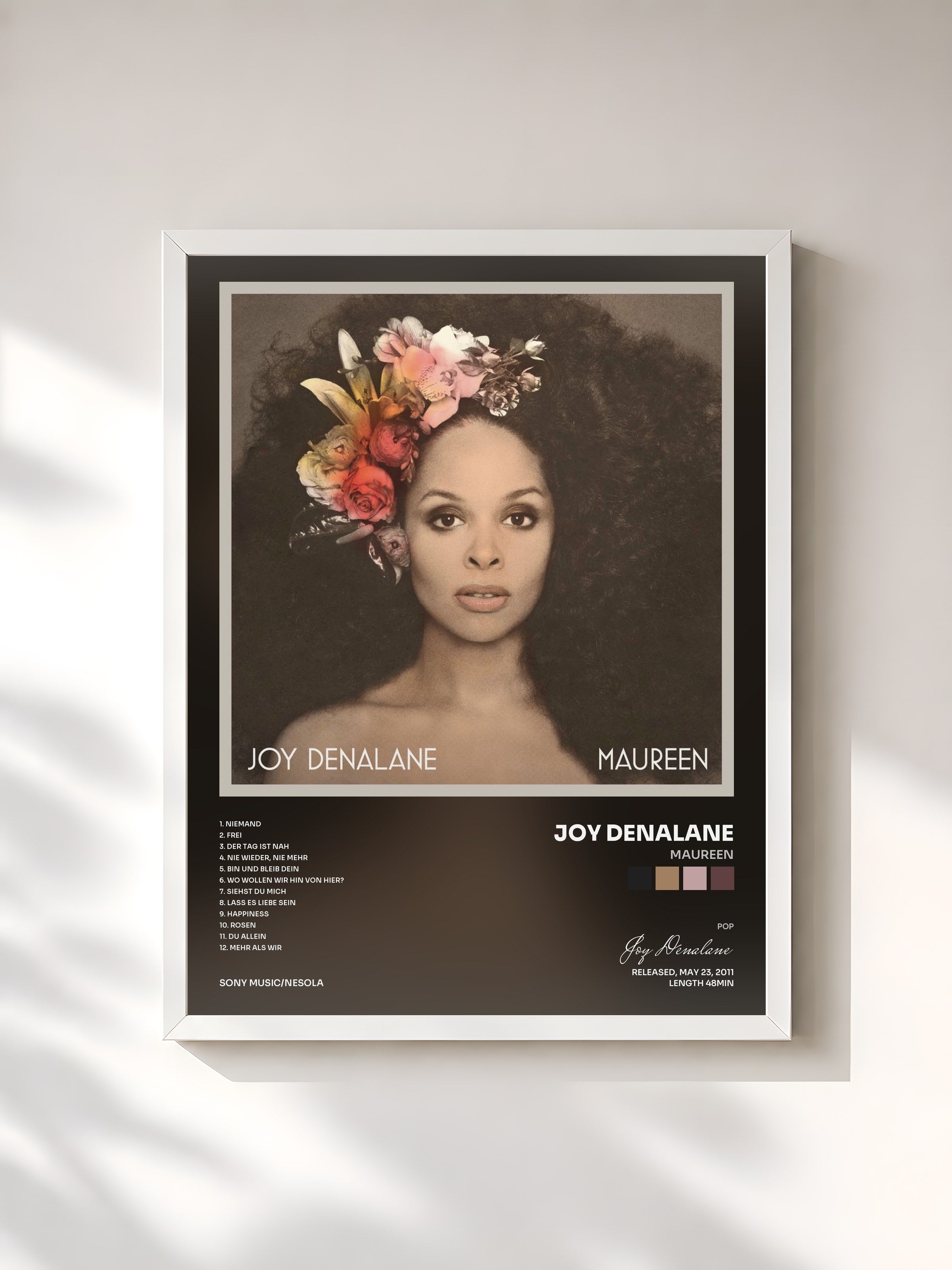 #blanc Tableau de l'album Maureen de Joy Denalane, cadre blanc, imprimé et encadré en France