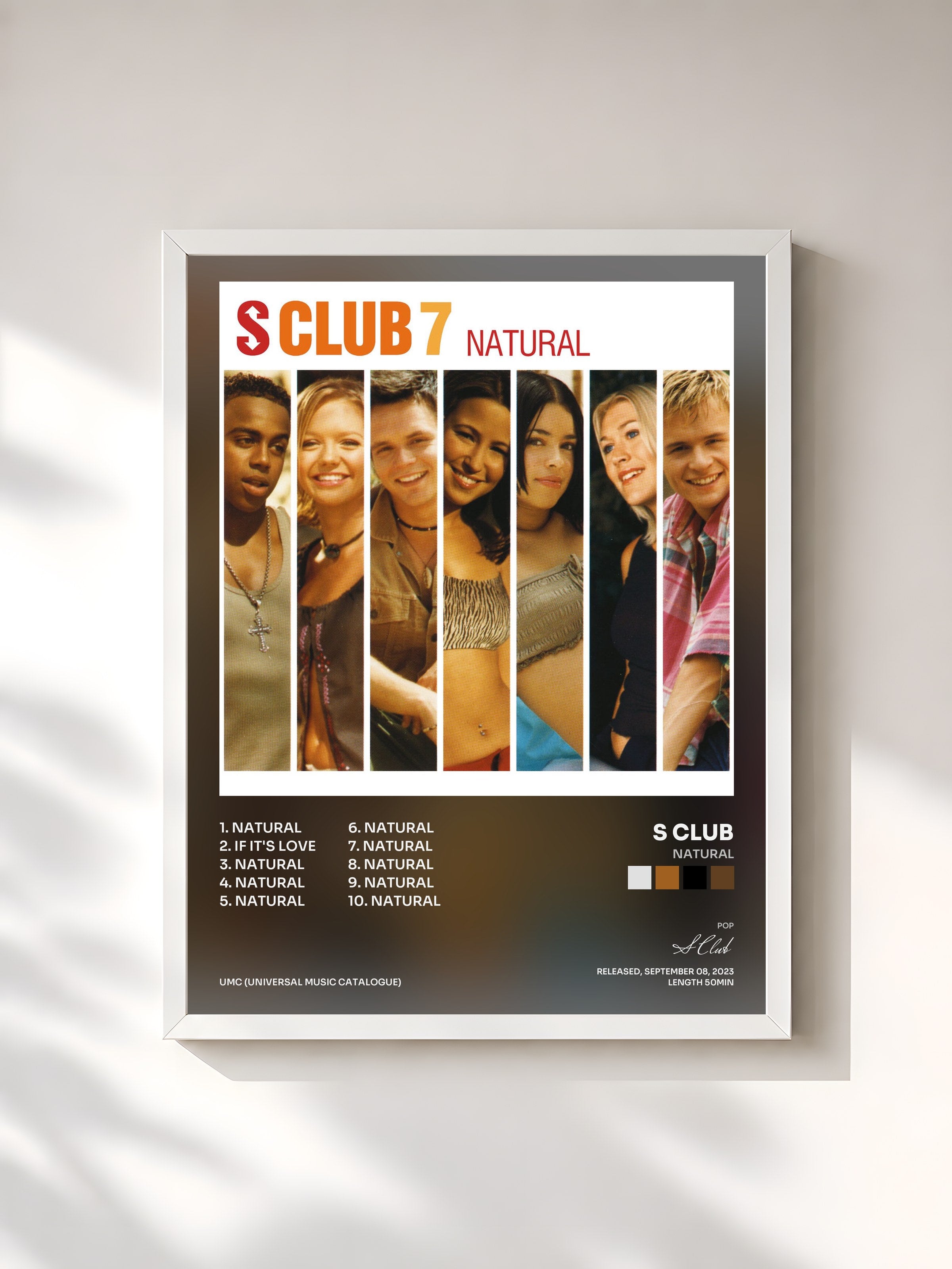 #blanc Tableau de l'album Natural de S Club, cadre blanc, imprimé et encadré en France