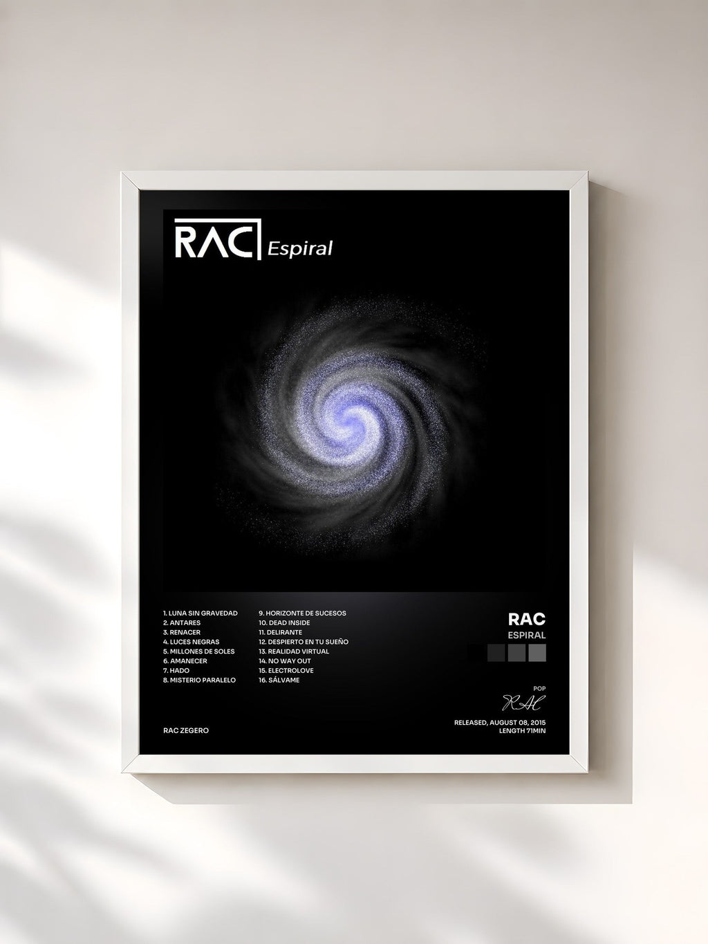 #blanc Espiral di RAC in stampa incorniciata, cornice bianca, stampata e incorniciata in Francia