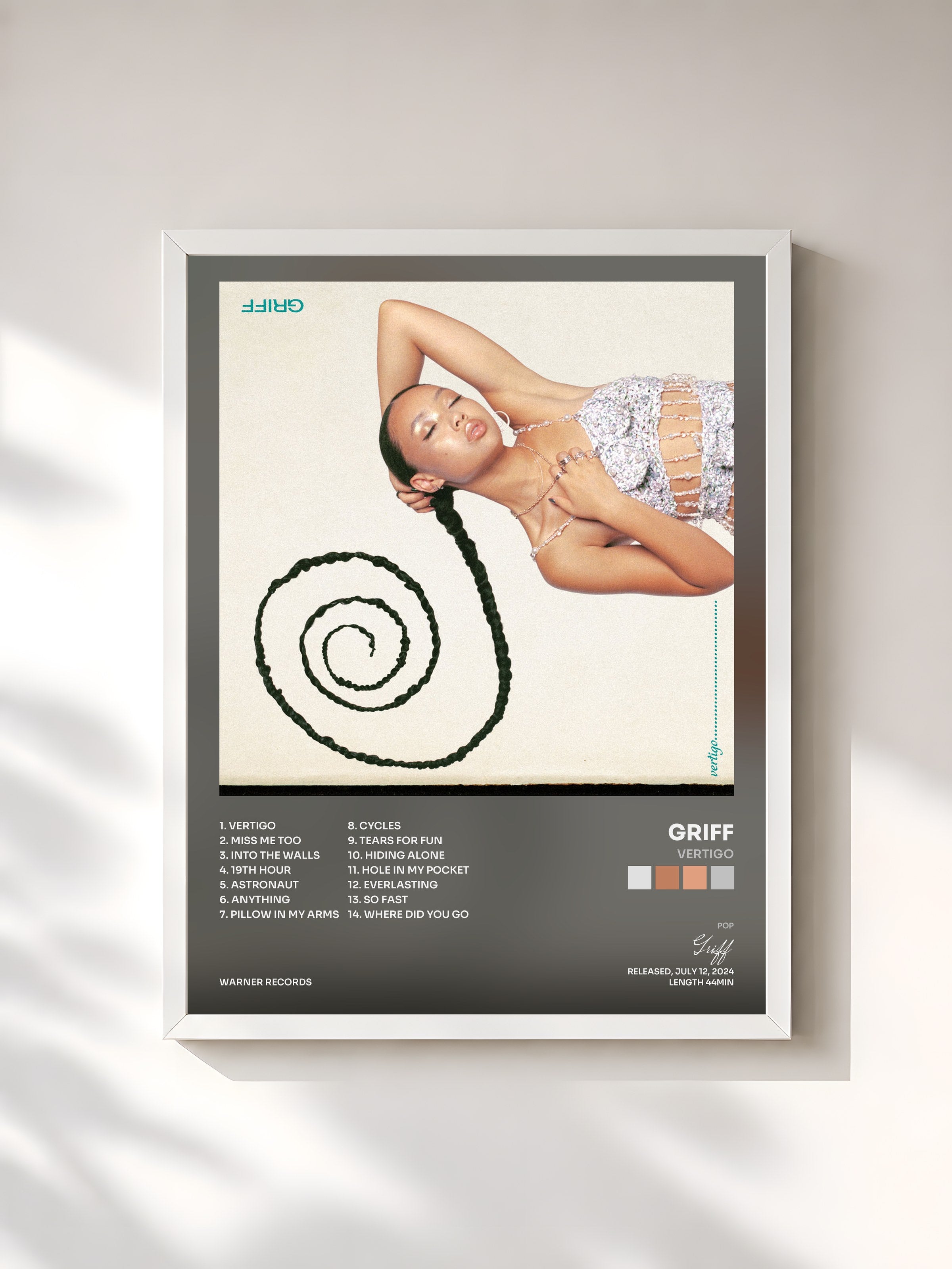 #blanc Tableau de l'album Vertigo de Griff, cadre blanc, imprimé et encadré en France