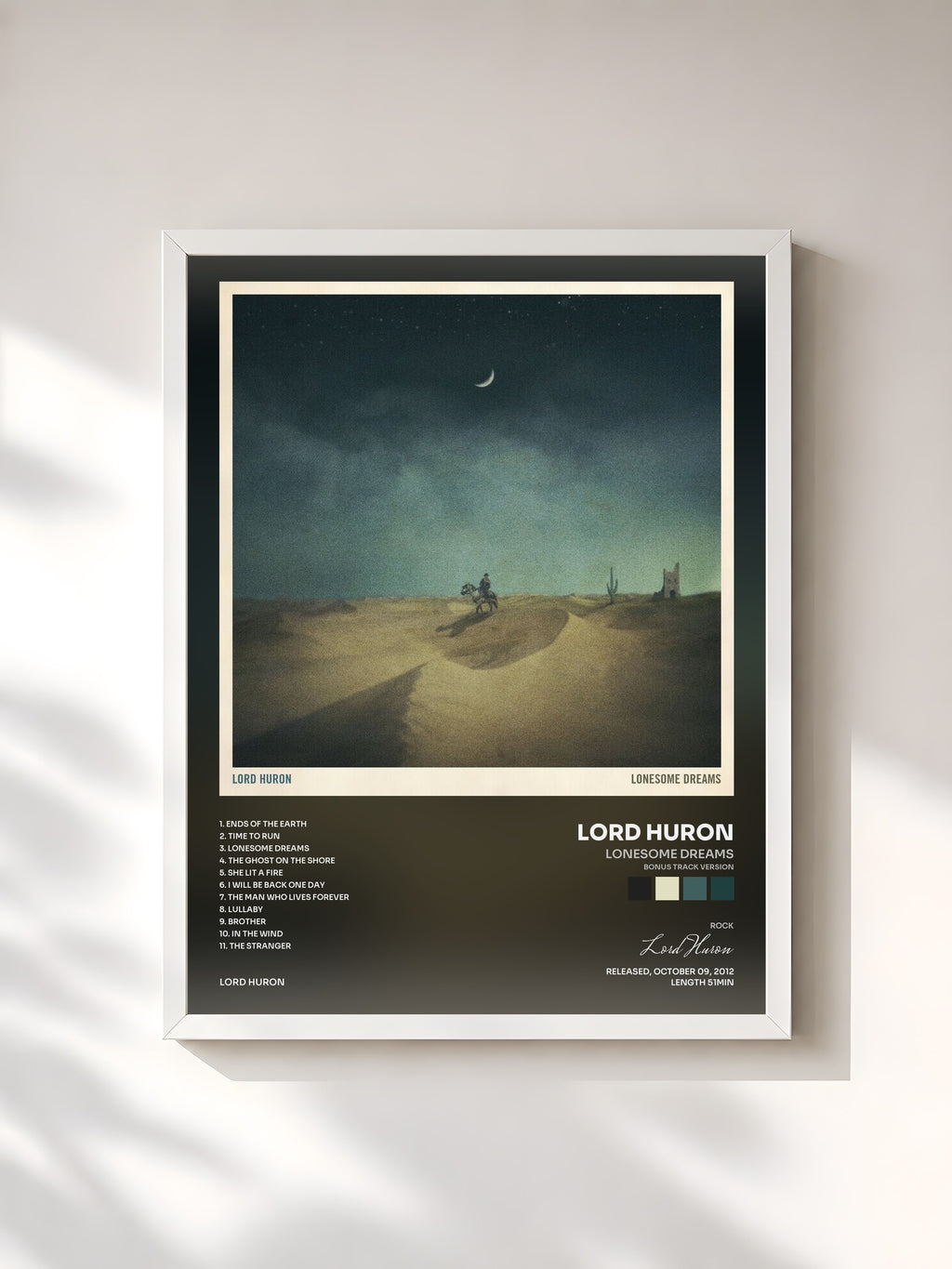 #blanc Tableau de l'album Lonesome Dreams (Bonus Track Version) de Lord Huron, cadre blanc, imprimé et encadré en France