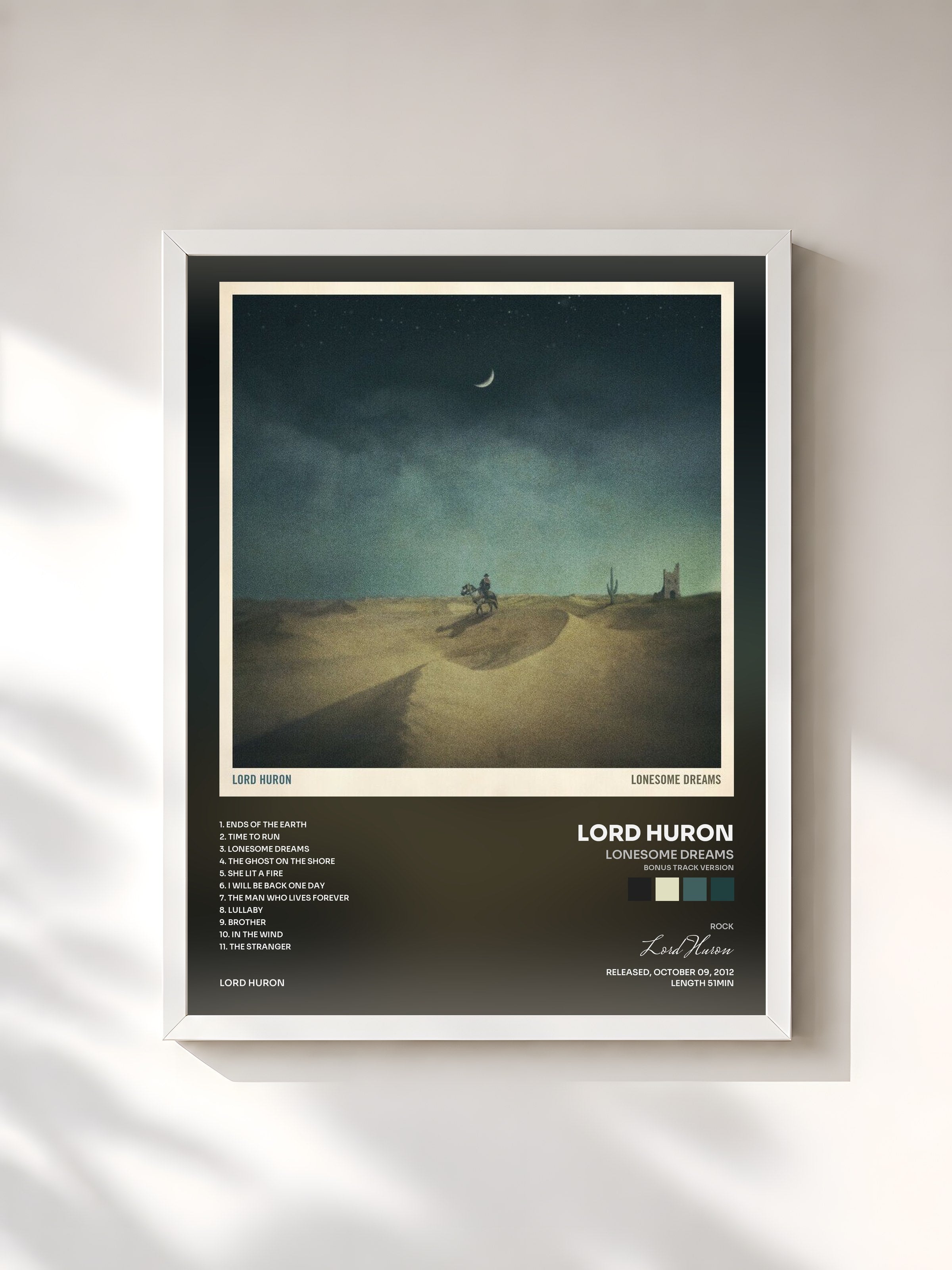 #blanc Tableau de l'album Lonesome Dreams (Bonus Track Version) de Lord Huron, cadre blanc, imprimé et encadré en France