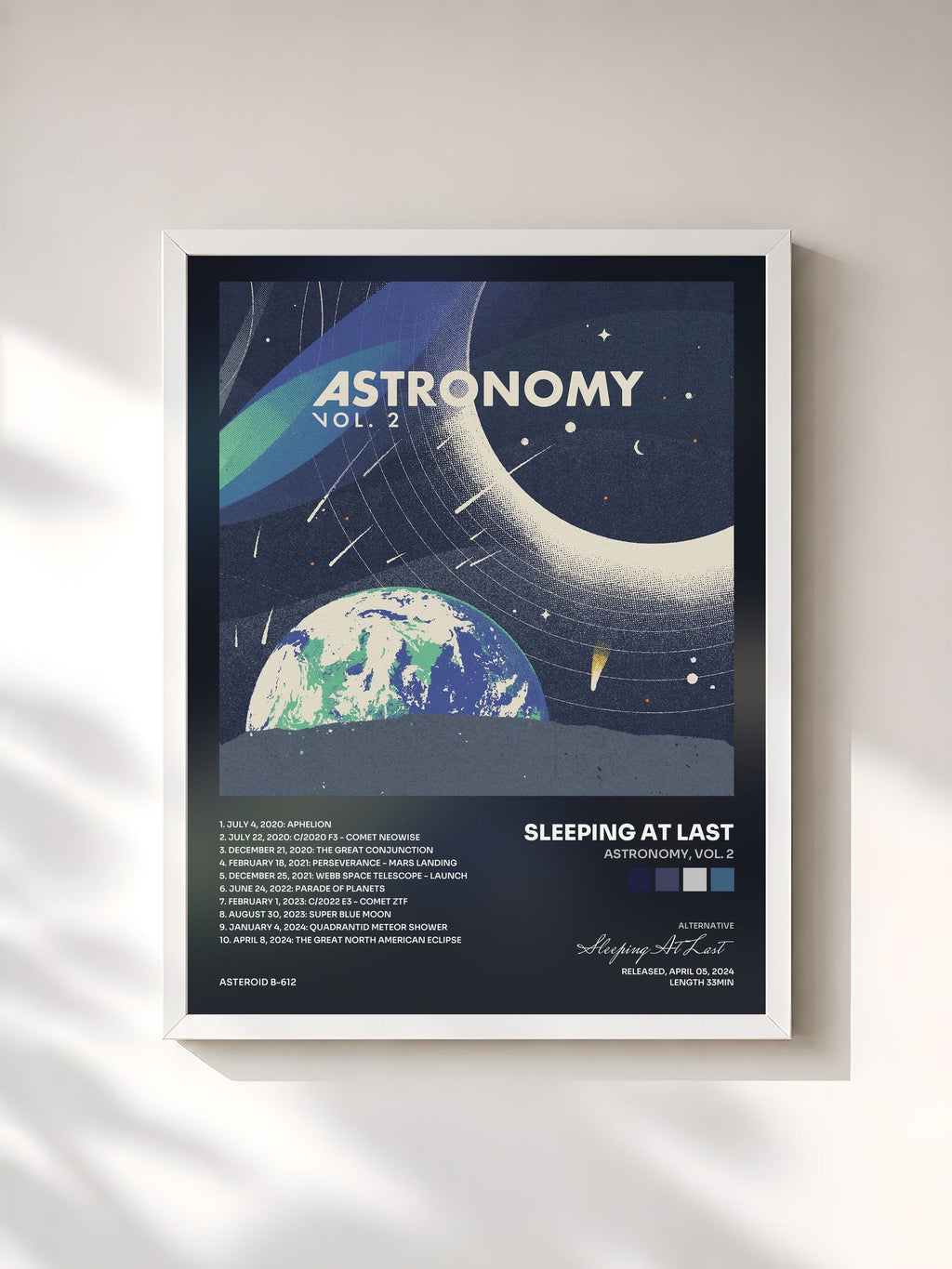 #blanc Astronomy, Vol. 2 von Sleeping At Last als gerahmter Kunstdruck, weißer Rahmen, gedruckt und gerahmt in Frankreich