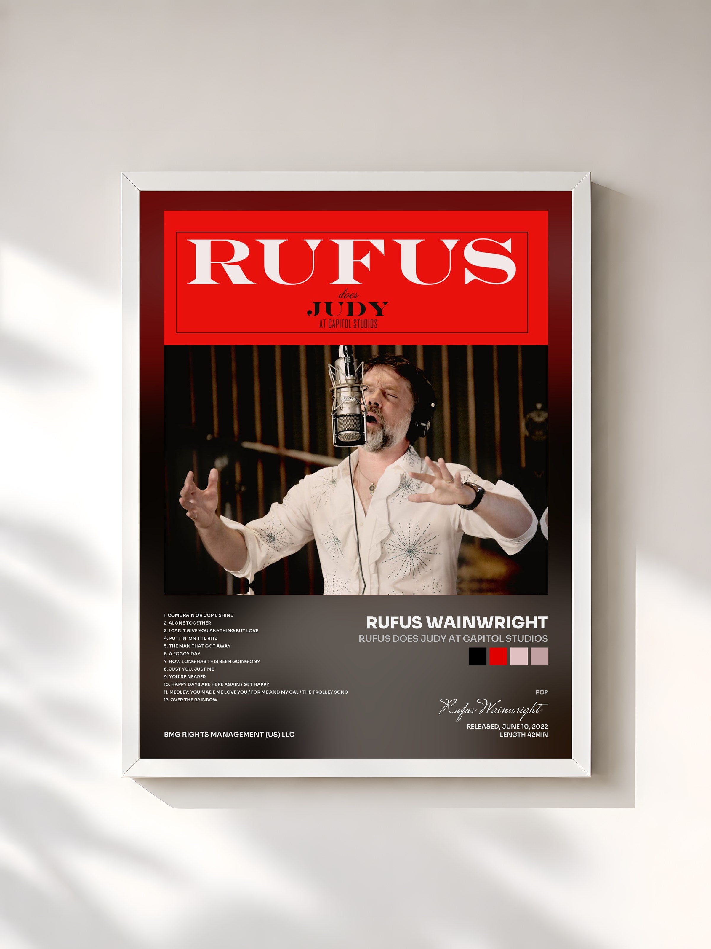 #blanc Tableau de l'album Rufus Does Judy At Capitol Studios de Rufus Wainwright, cadre blanc, imprimé et encadré en France