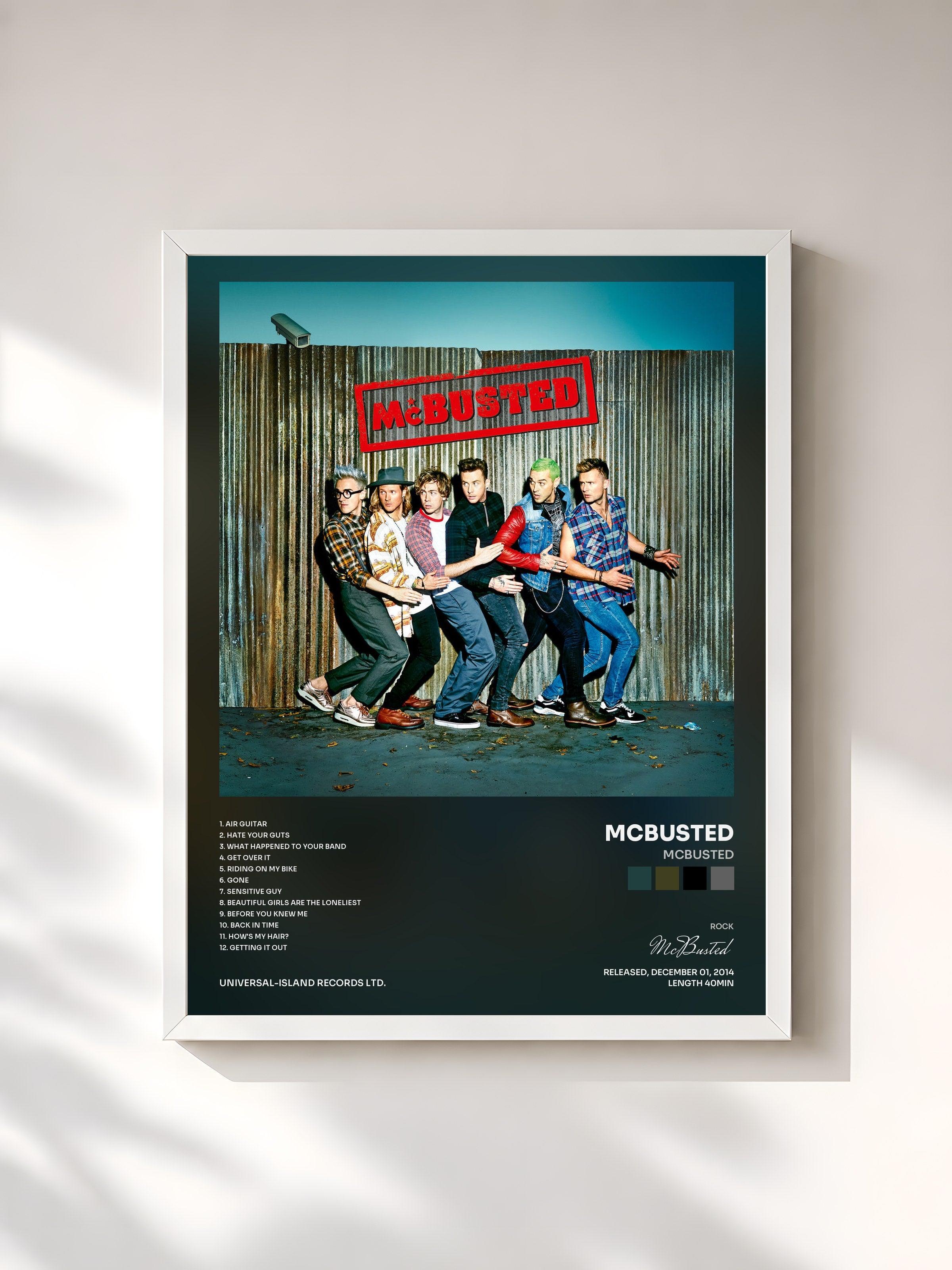 #blanc Tableau de l'album McBusted de McBusted, cadre blanc, imprimé et encadré en France