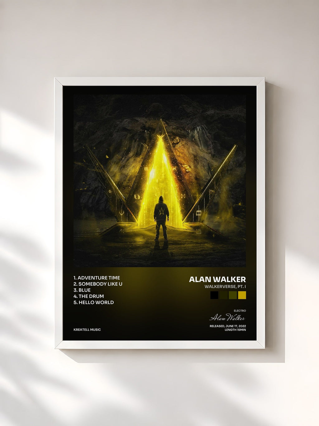 #blanc Walkerverse, Pt. I de Alan Walker en lámina enmarcada, marco blanco, impresa y enmarcada en Francia