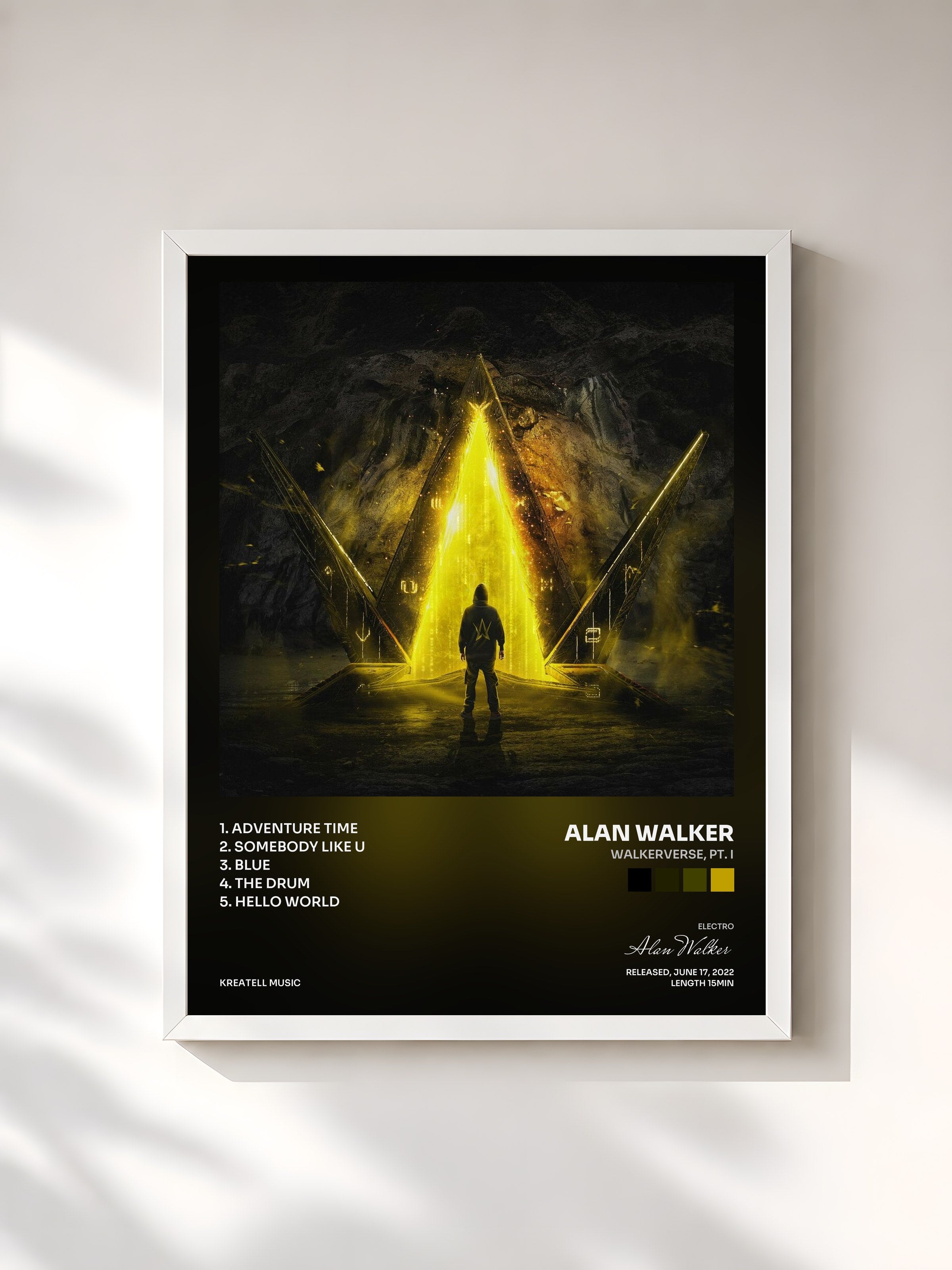 #blanc Tableau de l'album Walkerverse, Pt. I de Alan Walker, cadre blanc, imprimé et encadré en France