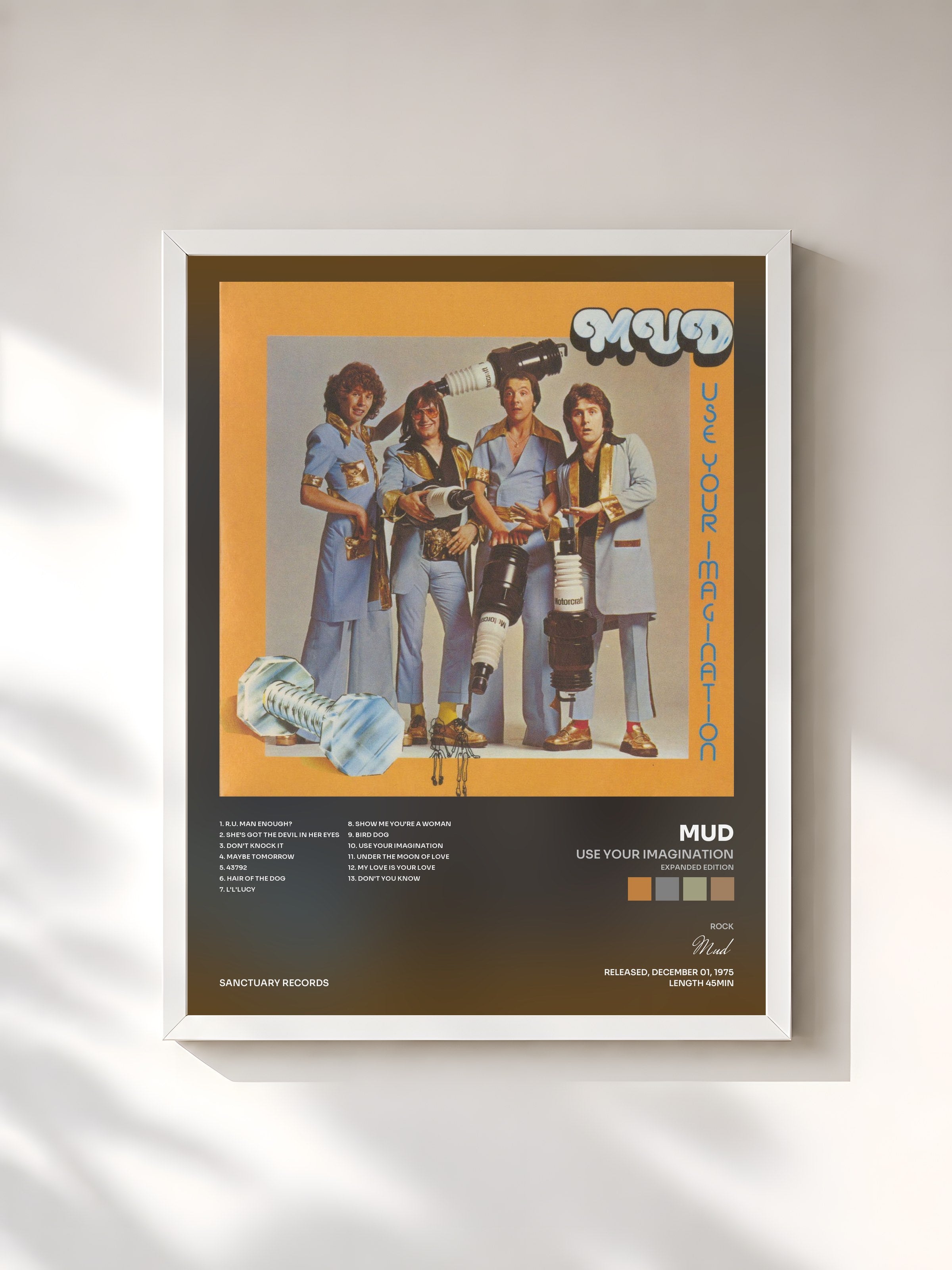 #blanc Tableau de l'album Use Your Imagination (Expanded Edition) de Mud, cadre blanc, imprimé et encadré en France