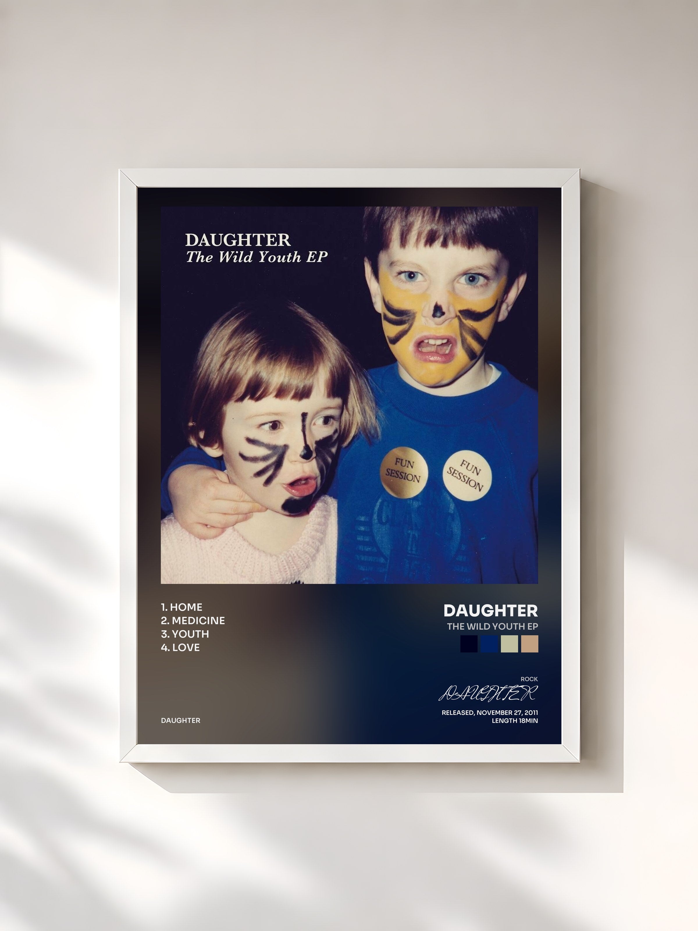 #blanc Tableau de l'album The Wild Youth EP de DAUGHTER, cadre blanc, imprimé et encadré en France