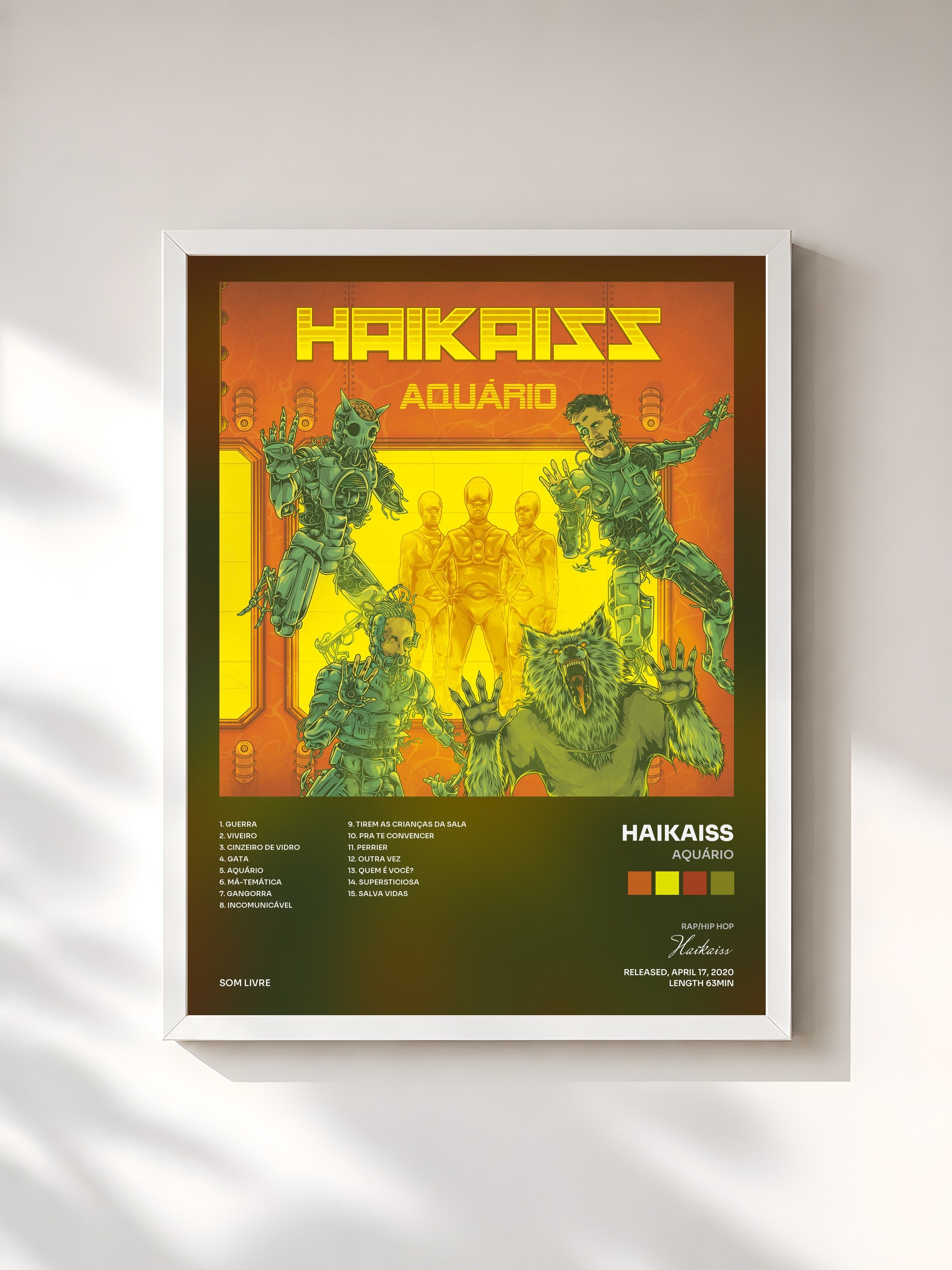 #blanc Tableau de l'album Aquário de Haikaiss, cadre blanc, imprimé et encadré en France