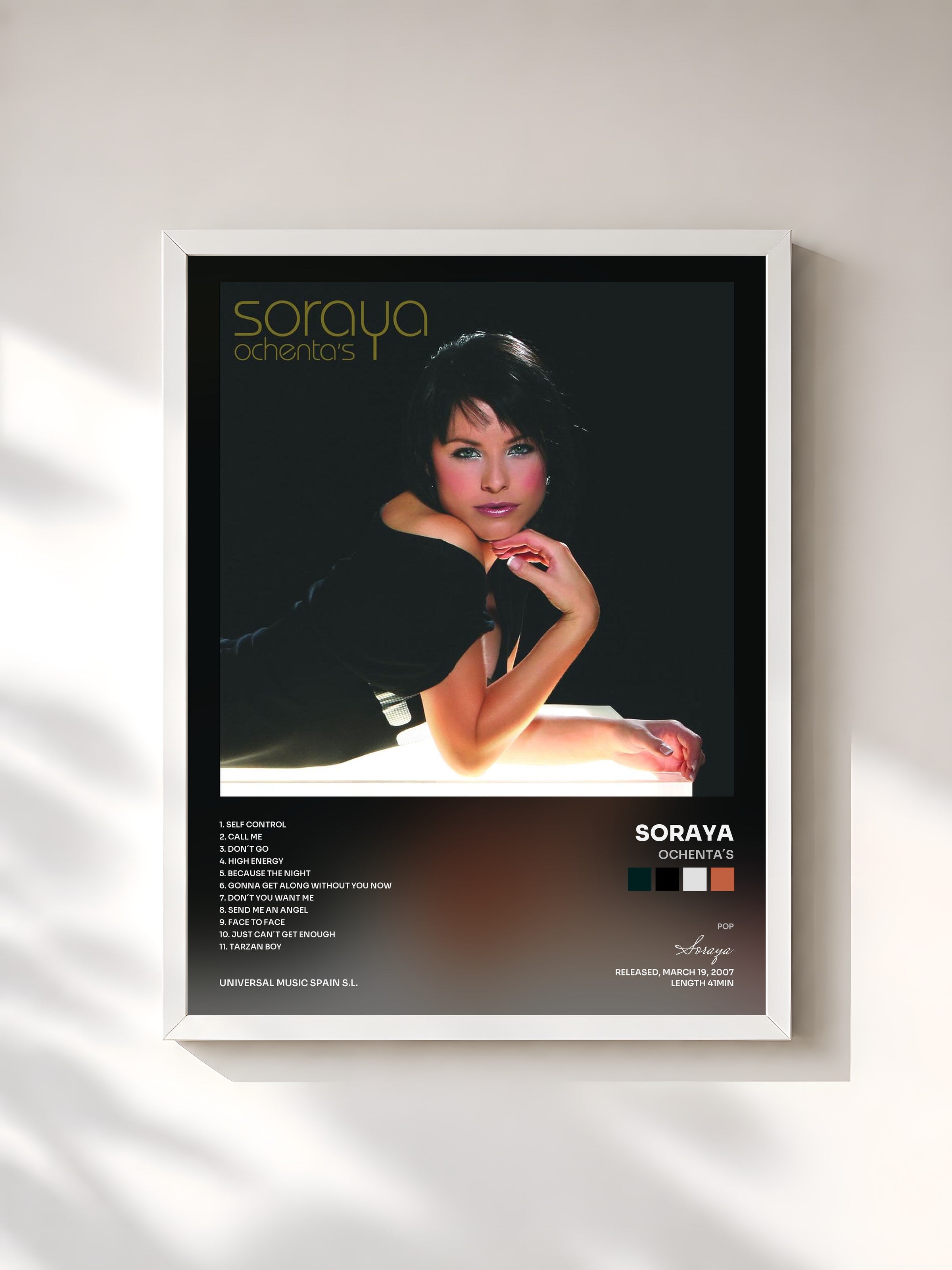 #blanc Tableau de l'album Ochenta´s de Soraya, cadre blanc, imprimé et encadré en France