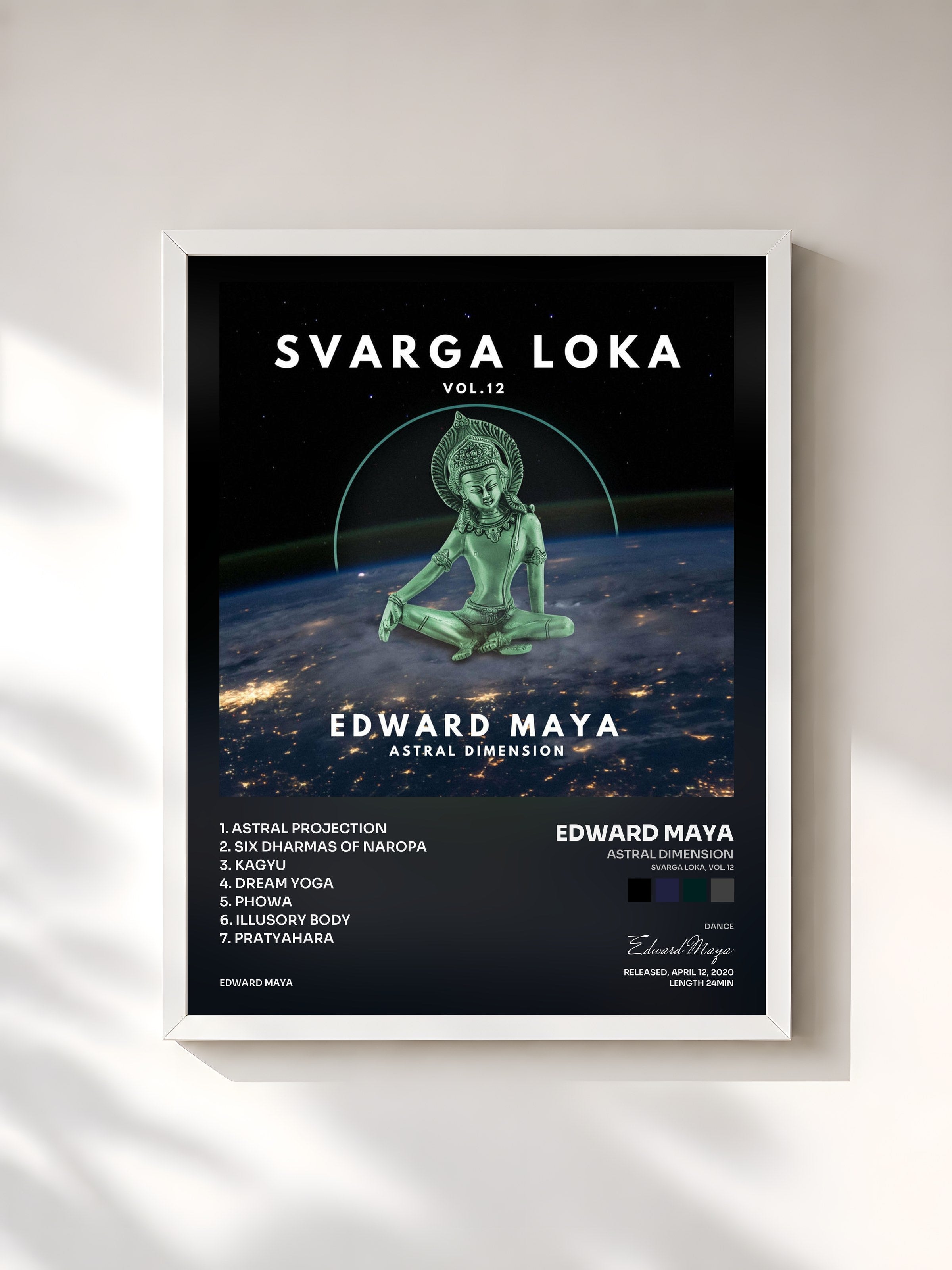 #blanc Tableau de l'album Astral Dimension (Svarga Loka, Vol. 12) de Edward Maya, cadre blanc, imprimé et encadré en France