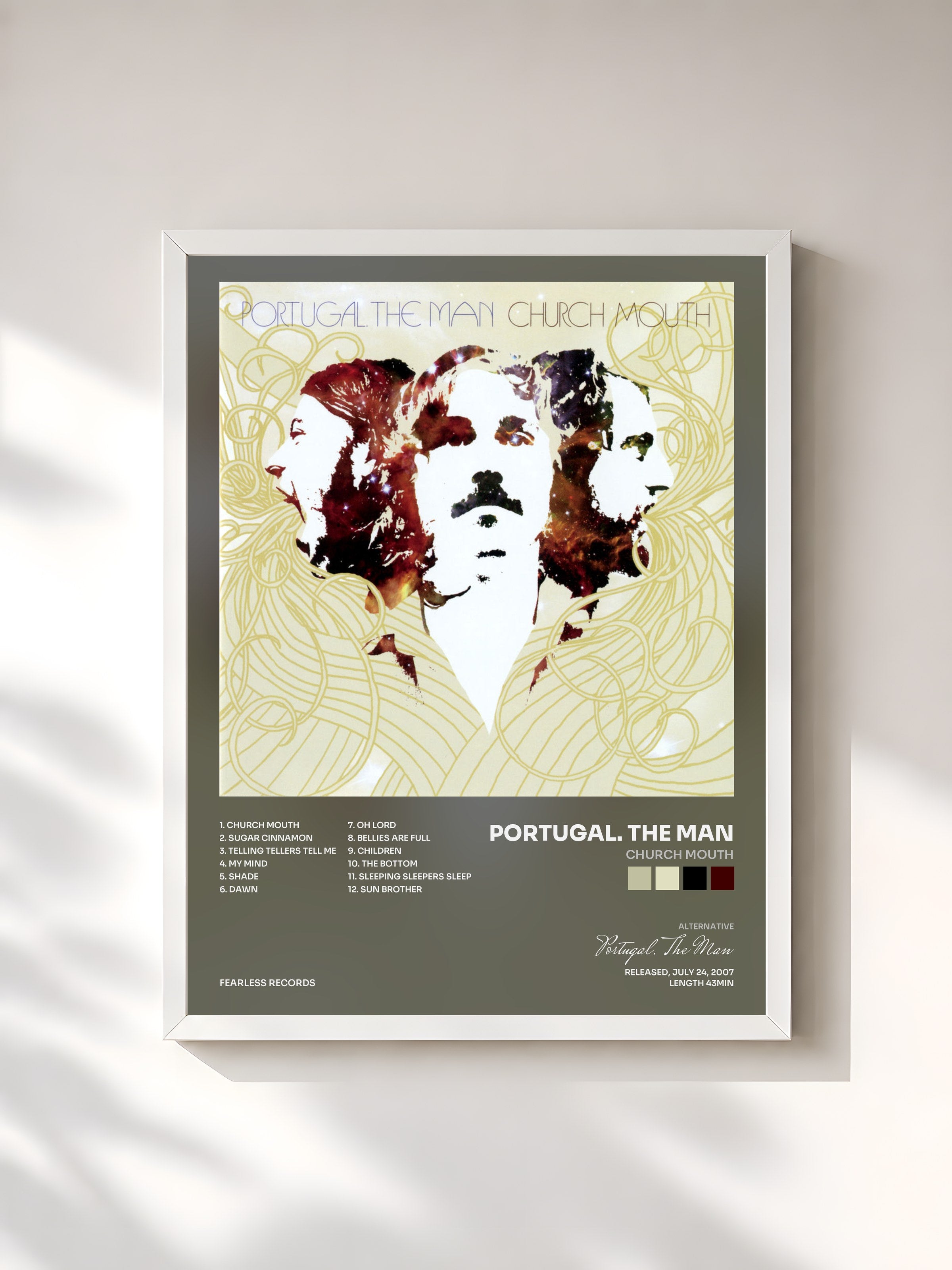 #blanc Tableau de l'album Church Mouth de Portugal. The Man, cadre blanc, imprimé et encadré en France