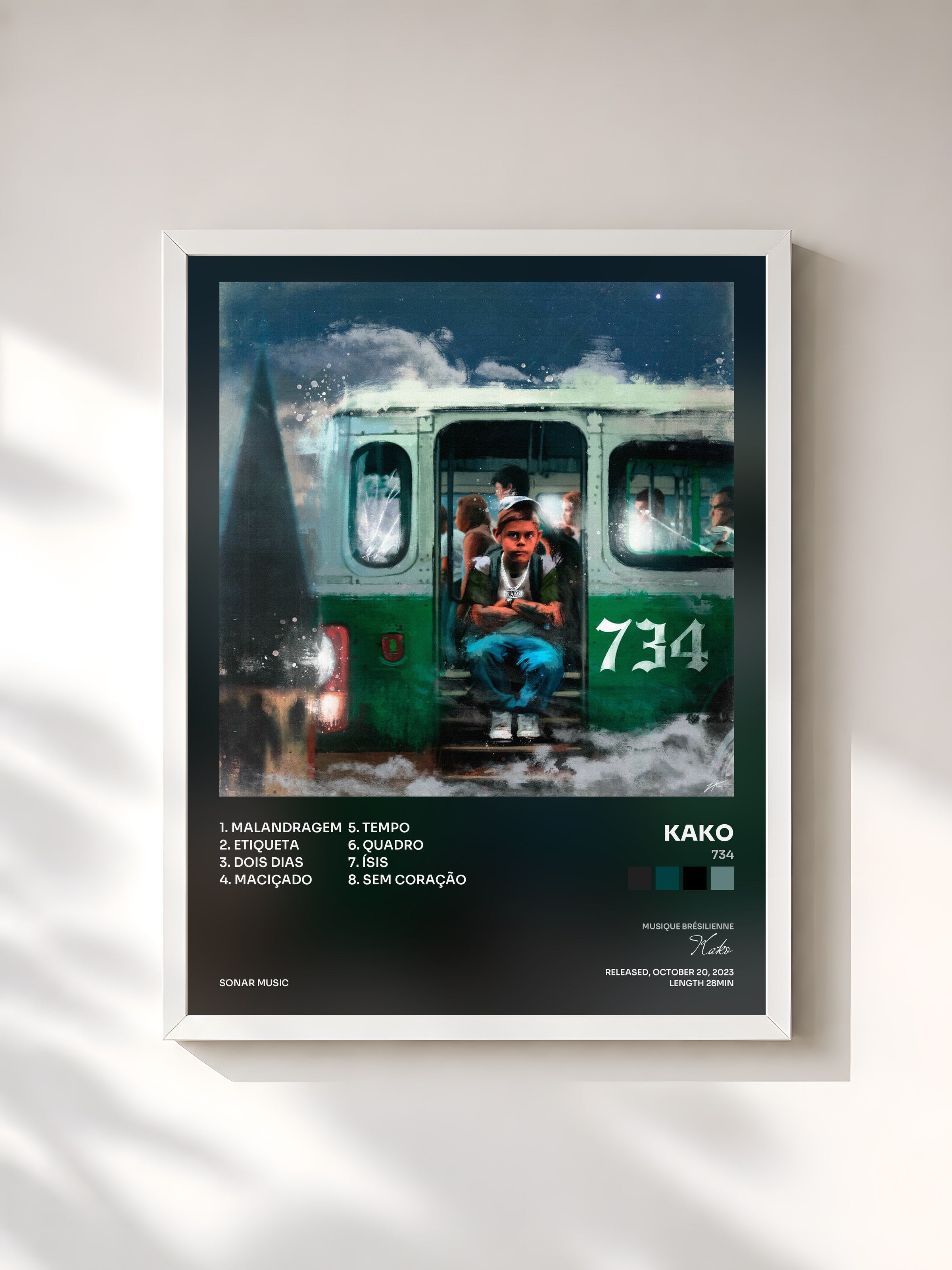 #blanc Tableau de l'album 734 de Kako, cadre blanc, imprimé et encadré en France