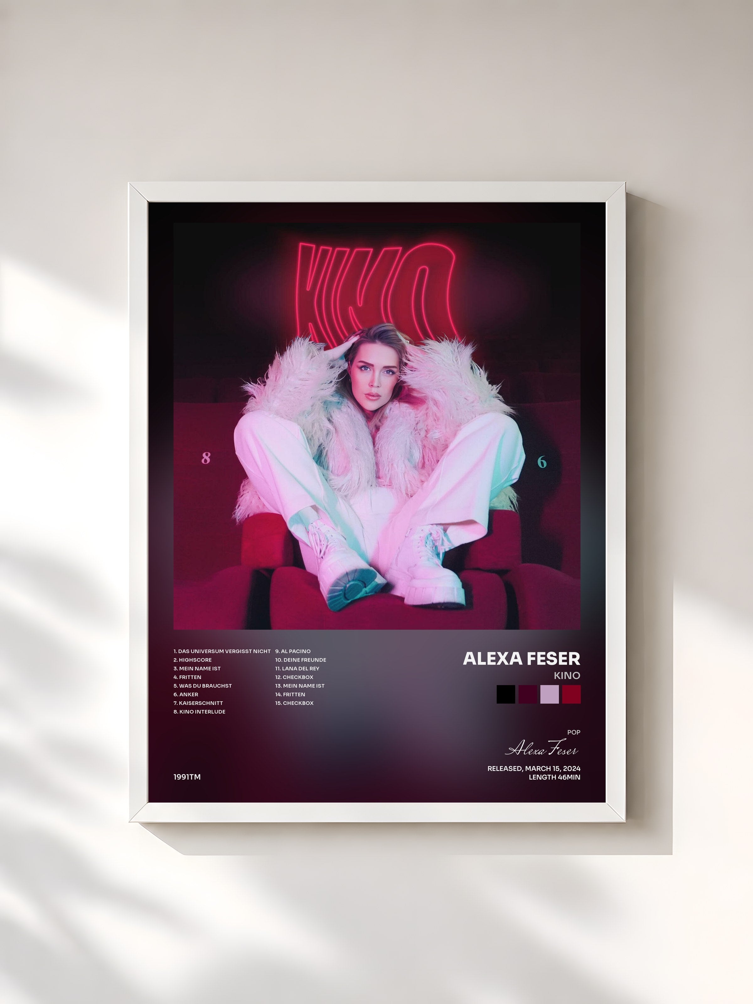 #blanc Tableau de l'album KINO de Alexa Feser, cadre blanc, imprimé et encadré en France