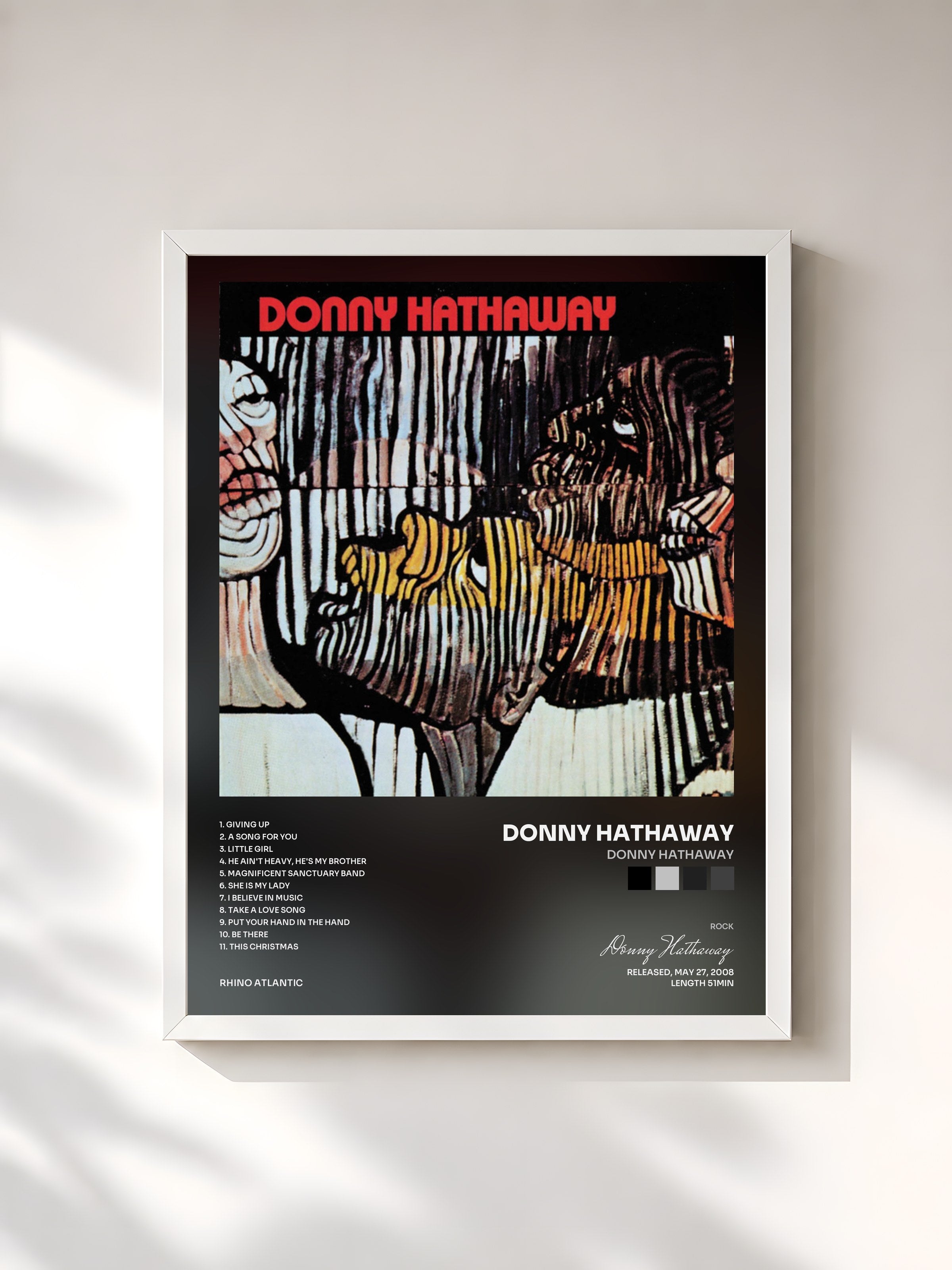 #blanc Tableau de l'album Donny Hathaway de Donny Hathaway, cadre blanc, imprimé et encadré en France