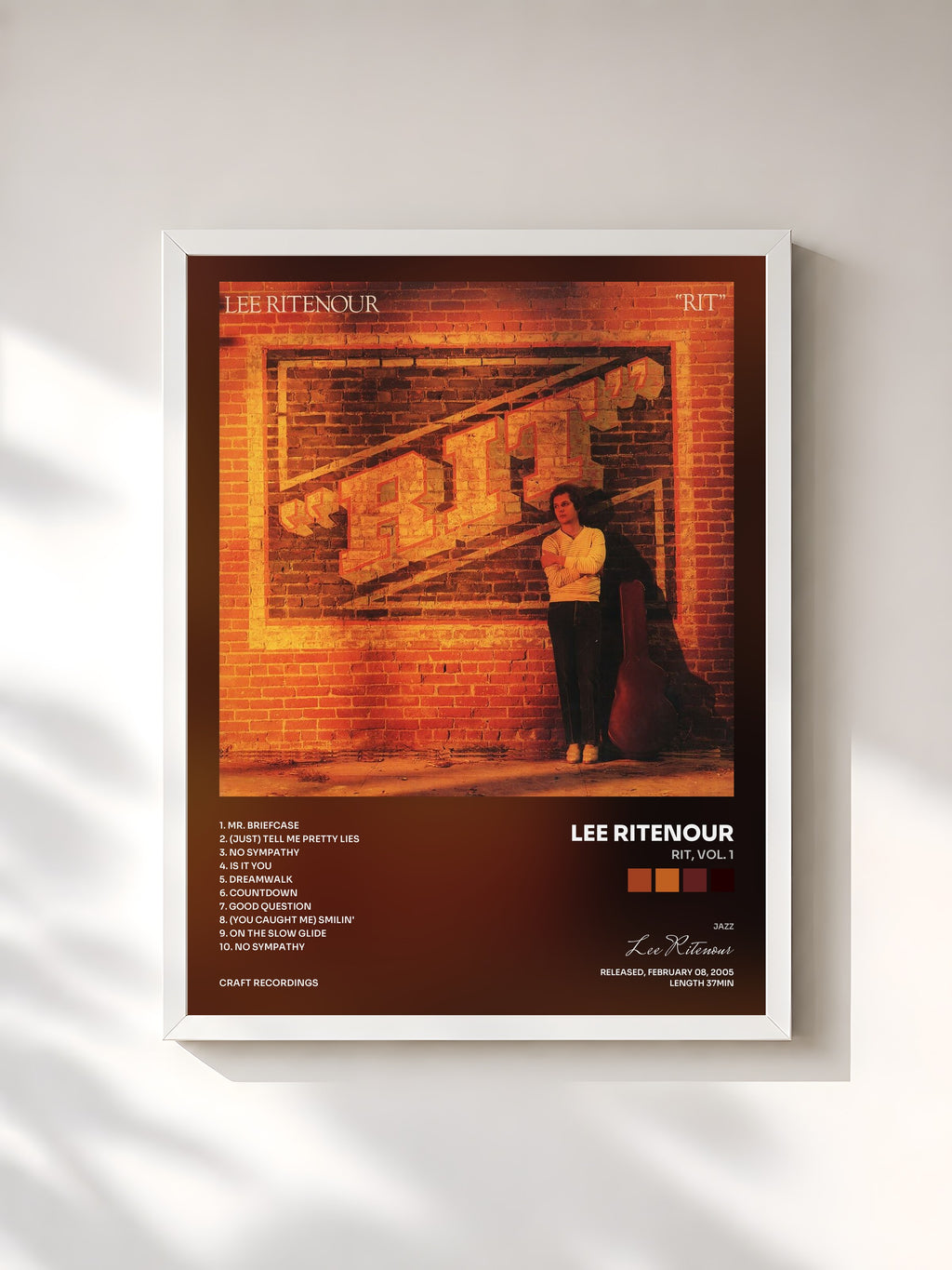#blanc Rit, Vol. 1 by Lee Ritenour as a framed art print, white frame, printed and framed in France