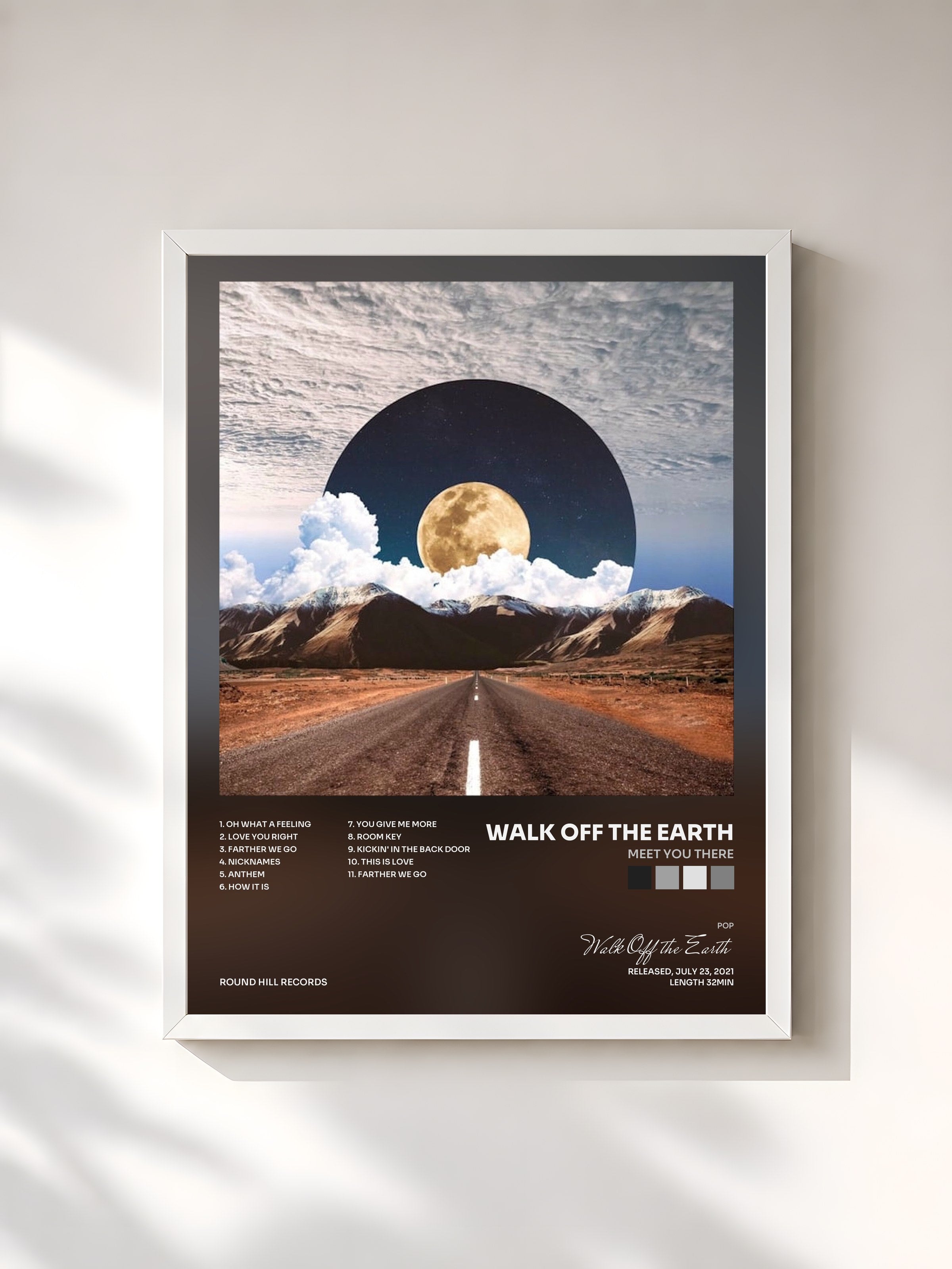 #blanc Tableau de l'album Meet You There de Walk Off the Earth, cadre blanc, imprimé et encadré en France
