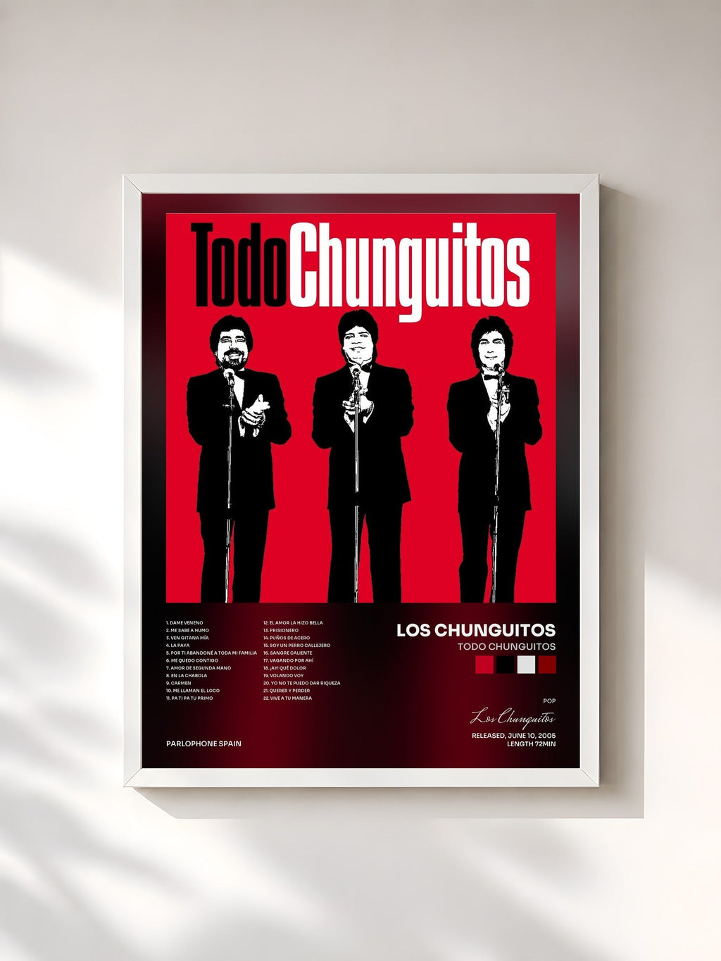 #blanc Todo Chunguitos by Los Chunguitos as a framed art print, white frame, printed and framed in France