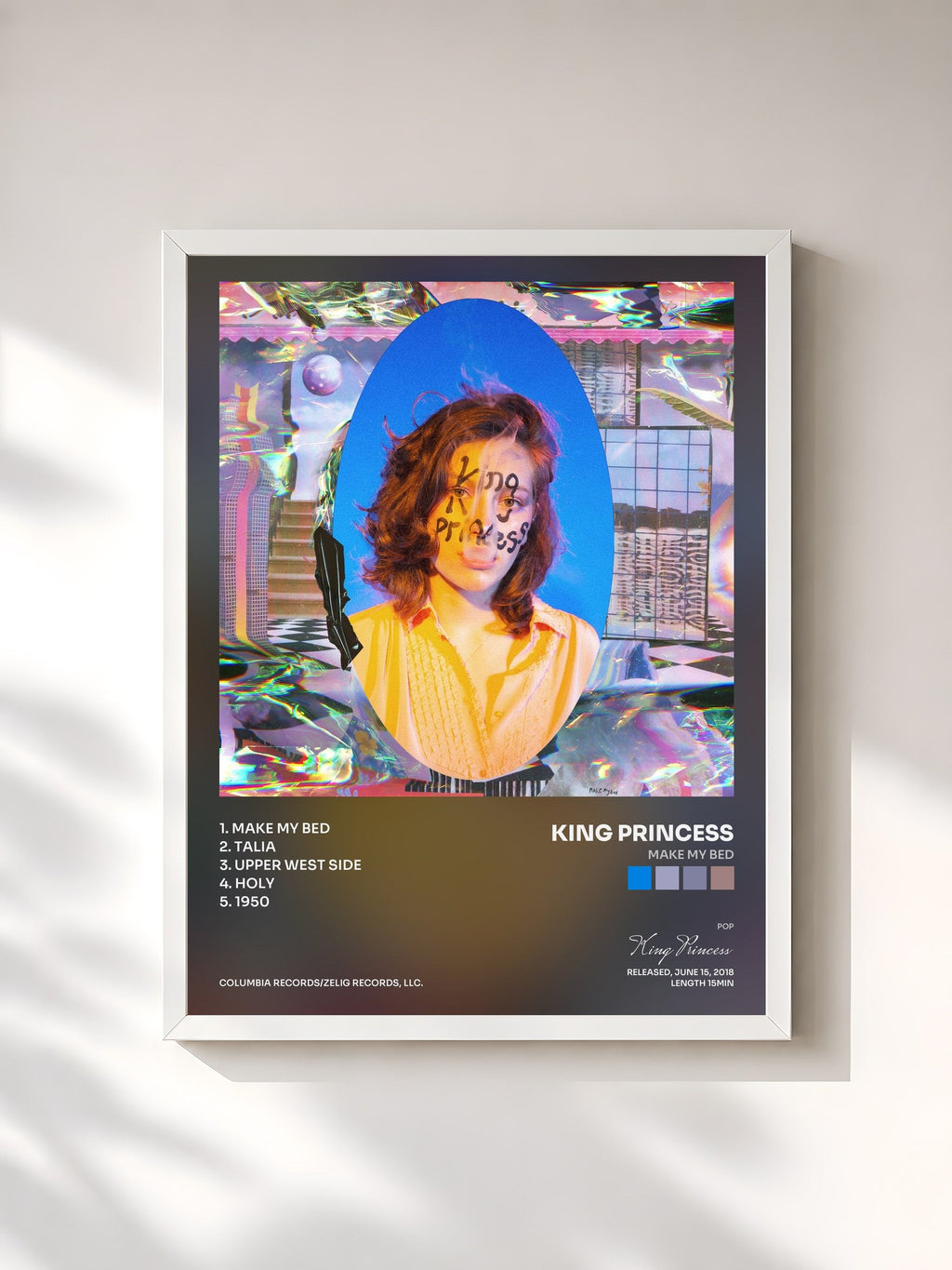 #blanc Make My Bed von King Princess als gerahmter Kunstdruck, weißer Rahmen, gedruckt und gerahmt in Frankreich