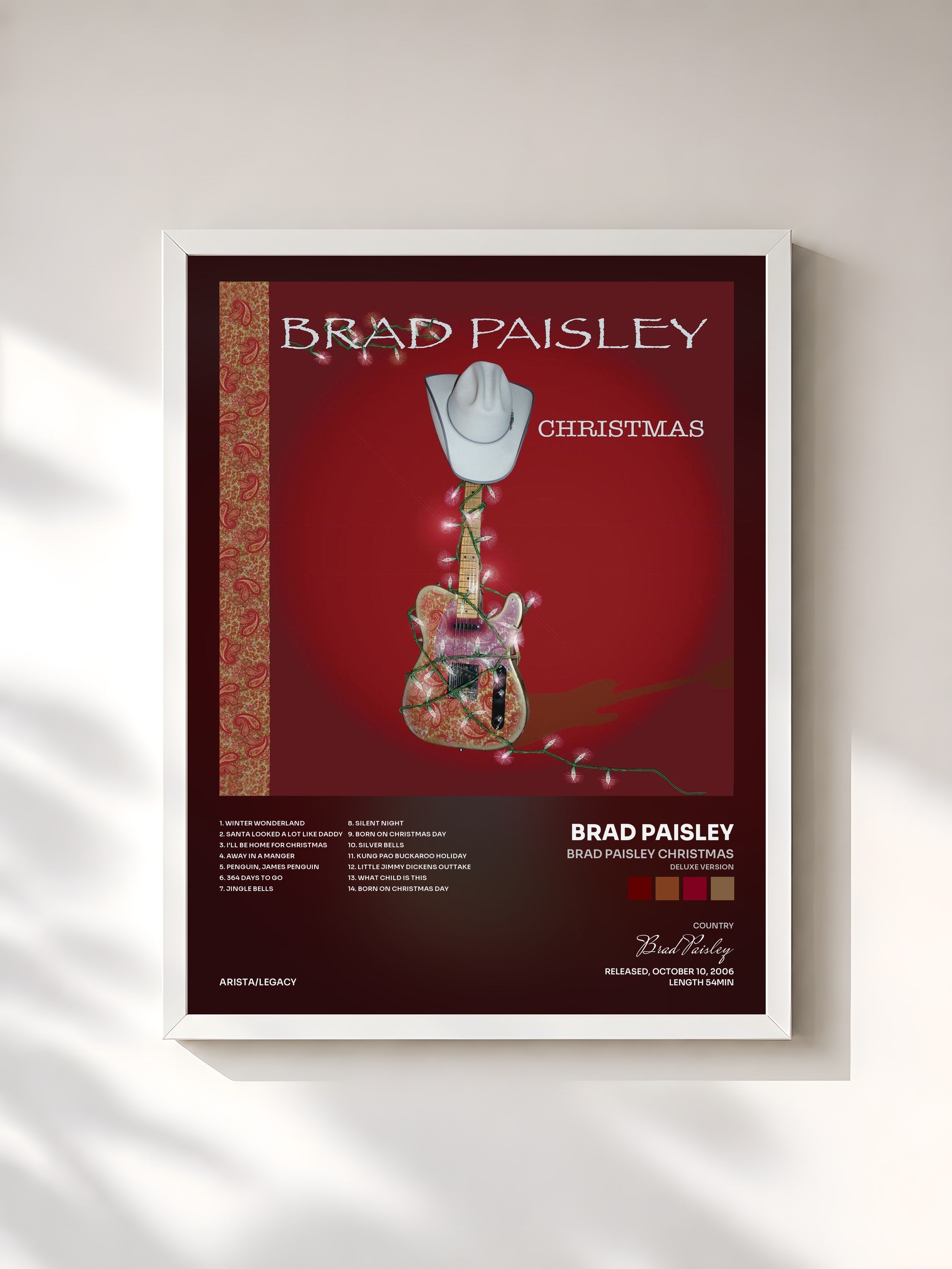 #blanc Tableau de l'album Brad Paisley Christmas (Deluxe Version) de Brad Paisley, cadre blanc, imprimé et encadré en France