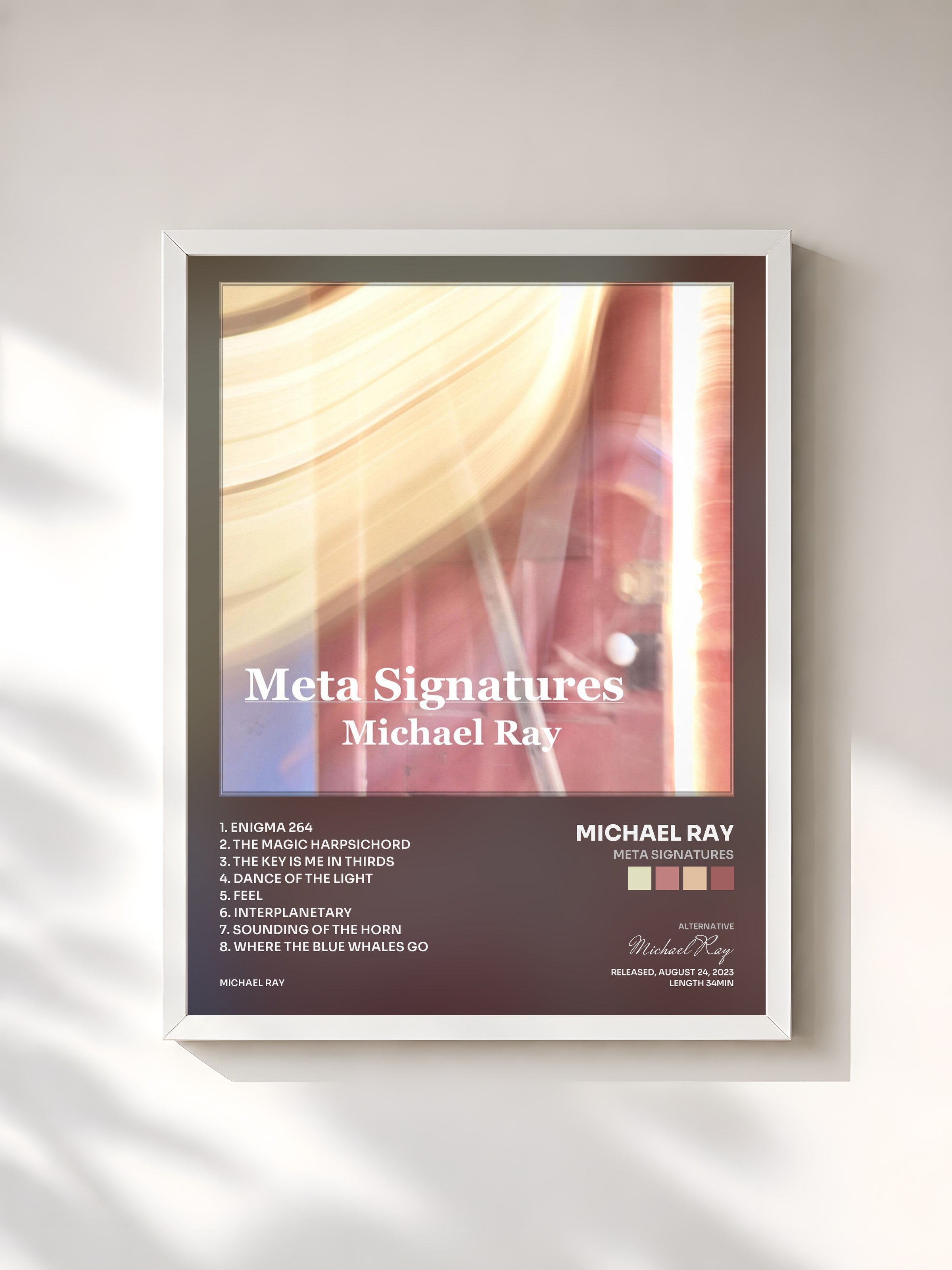#blanc Tableau de l'album Meta Signatures de Michael Ray, cadre blanc, imprimé et encadré en France