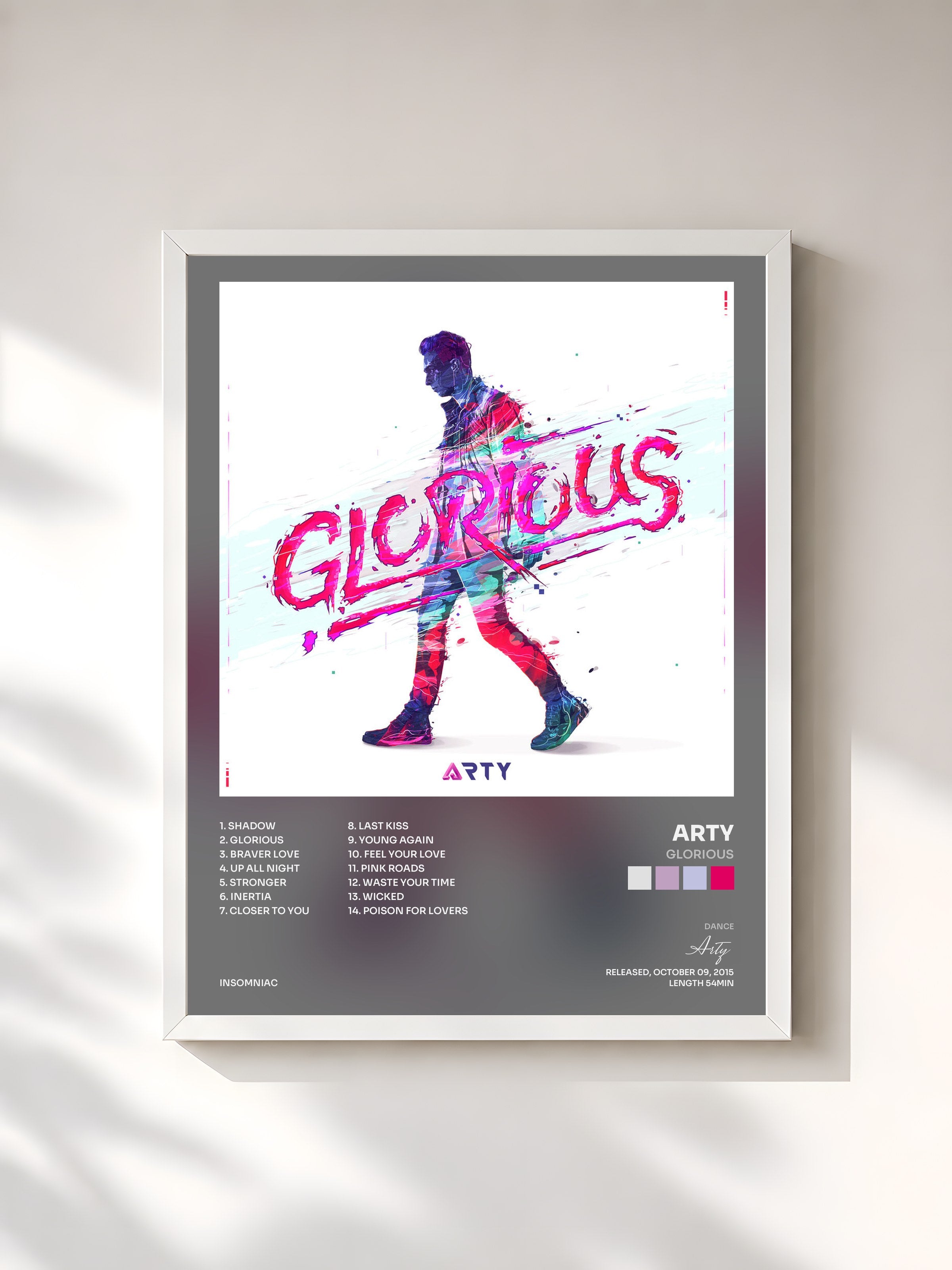 #blanc Tableau de l'album Glorious de Arty, cadre blanc, imprimé et encadré en France