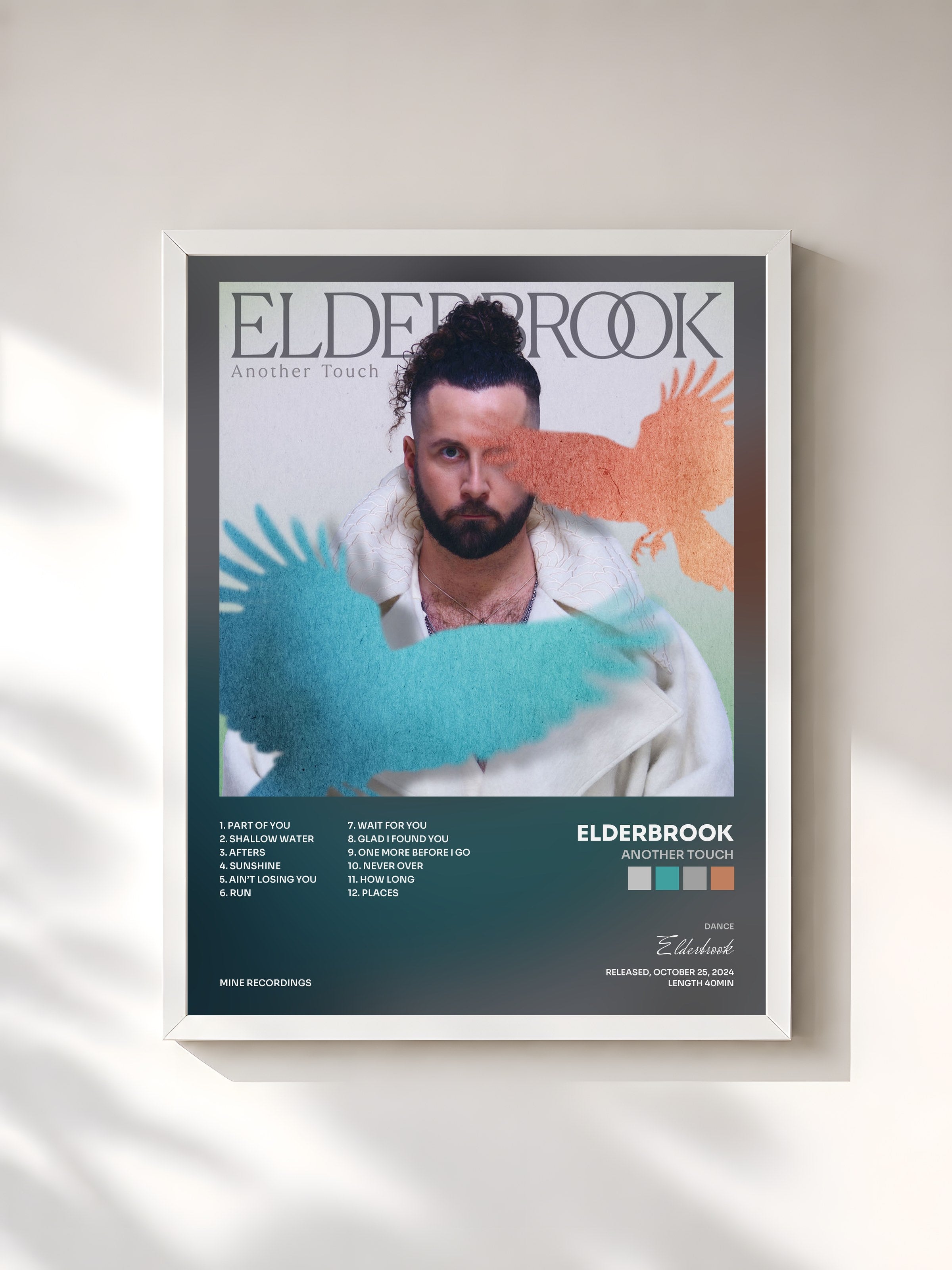 #blanc Tableau de l'album Another Touch de Elderbrook, cadre blanc, imprimé et encadré en France